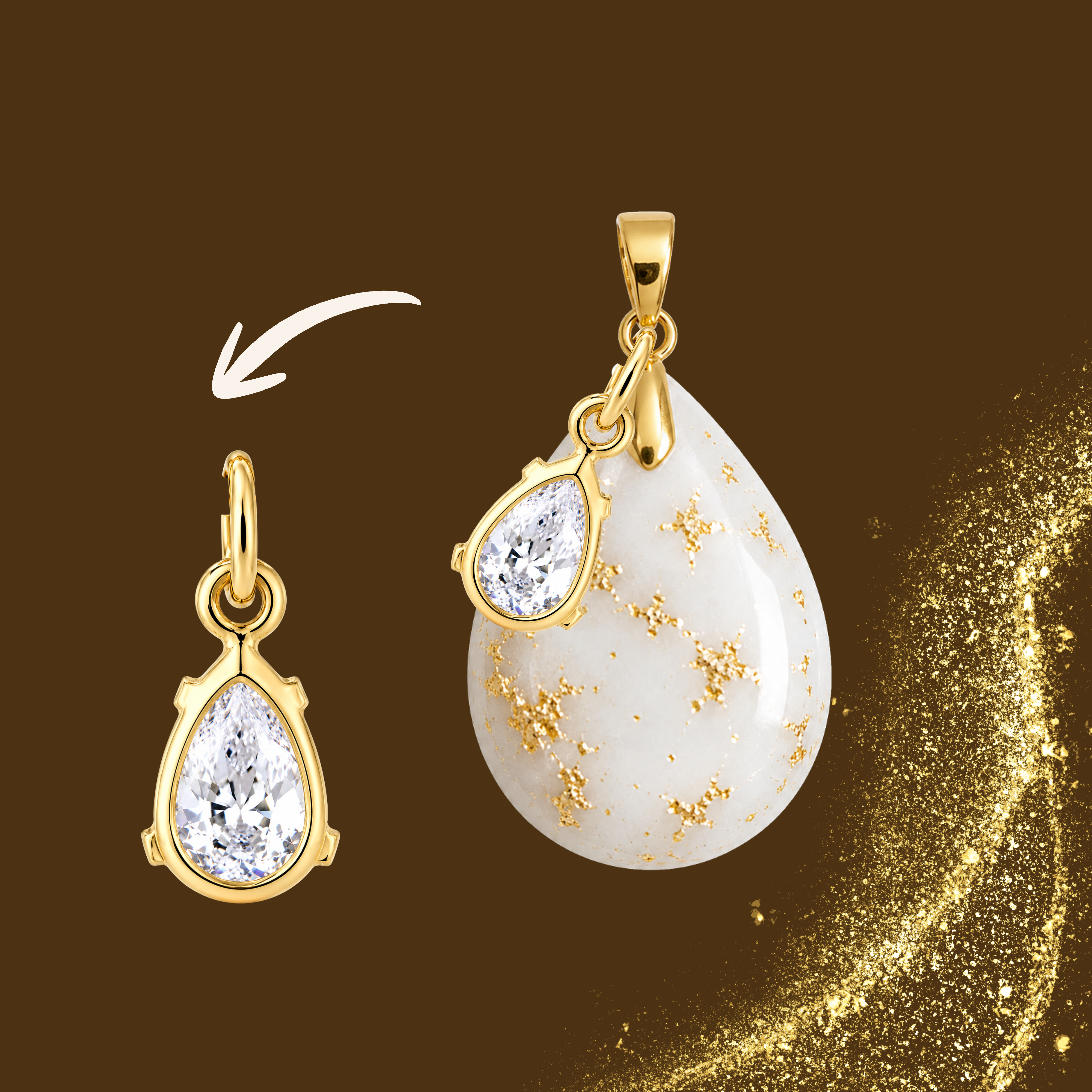 Additional Pendant Gold Leaf with Zirconia Drop