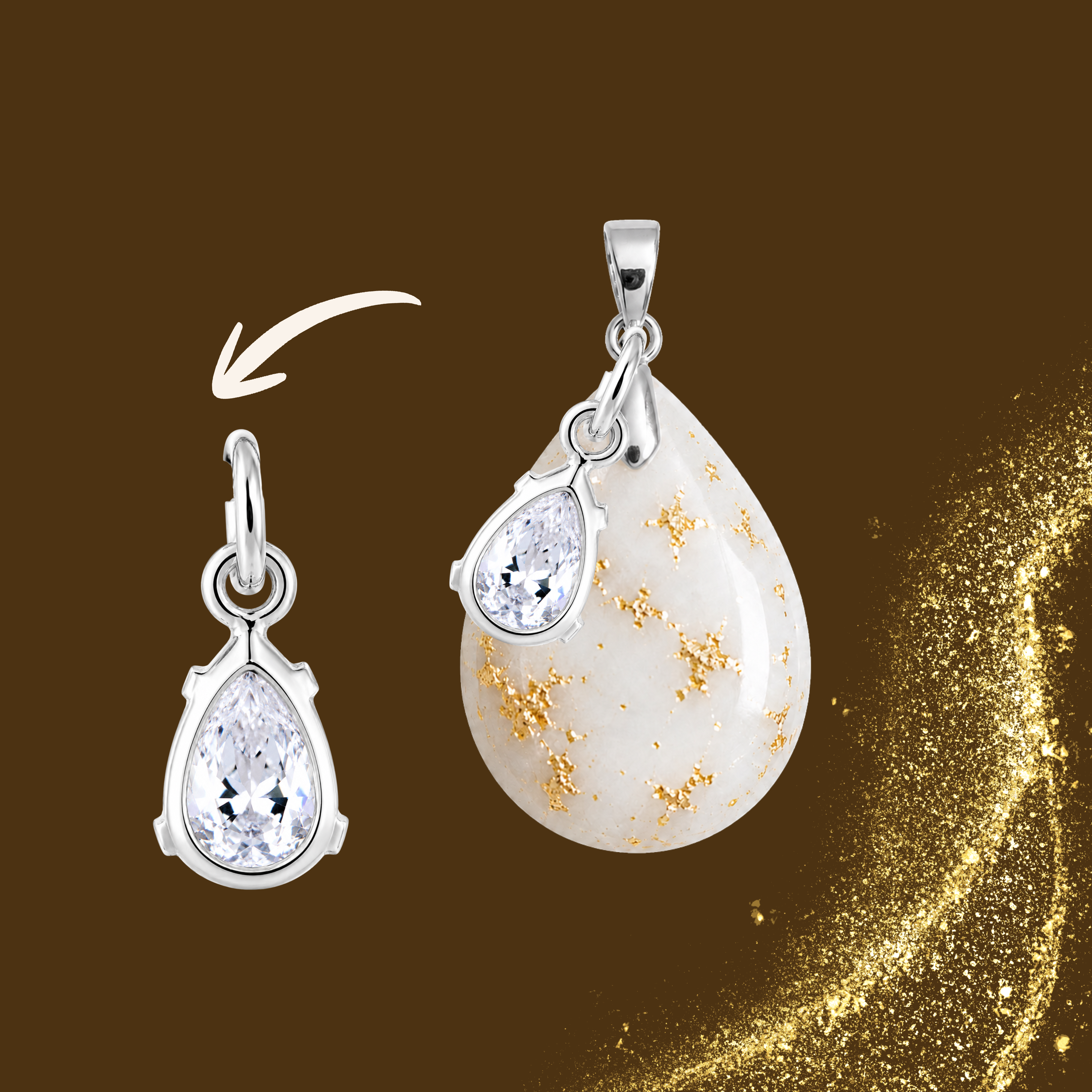 Additional Pendant Gold Leaf with Zirconia Drop