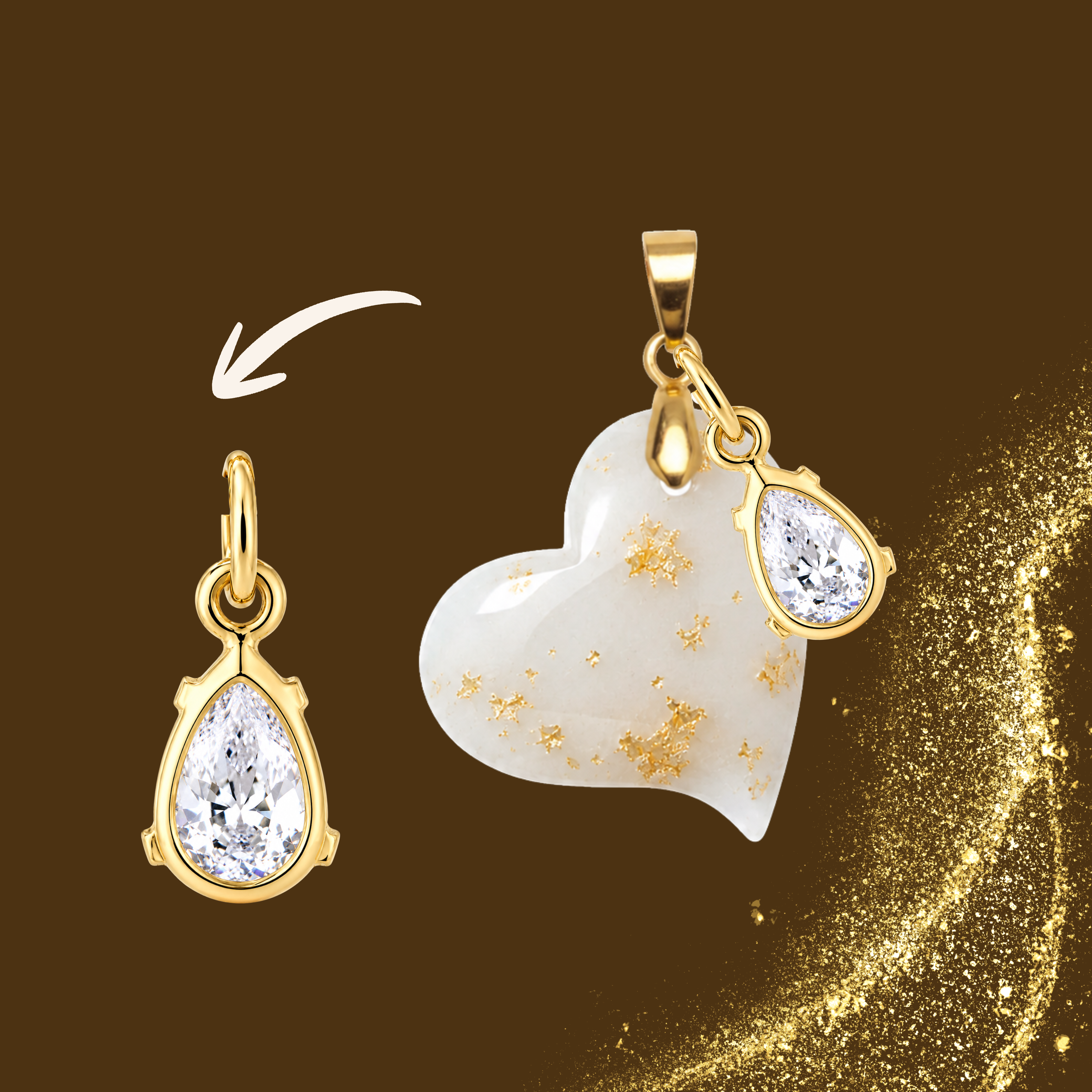 Additional Pendant Gold Leaf with Zirconia Drop