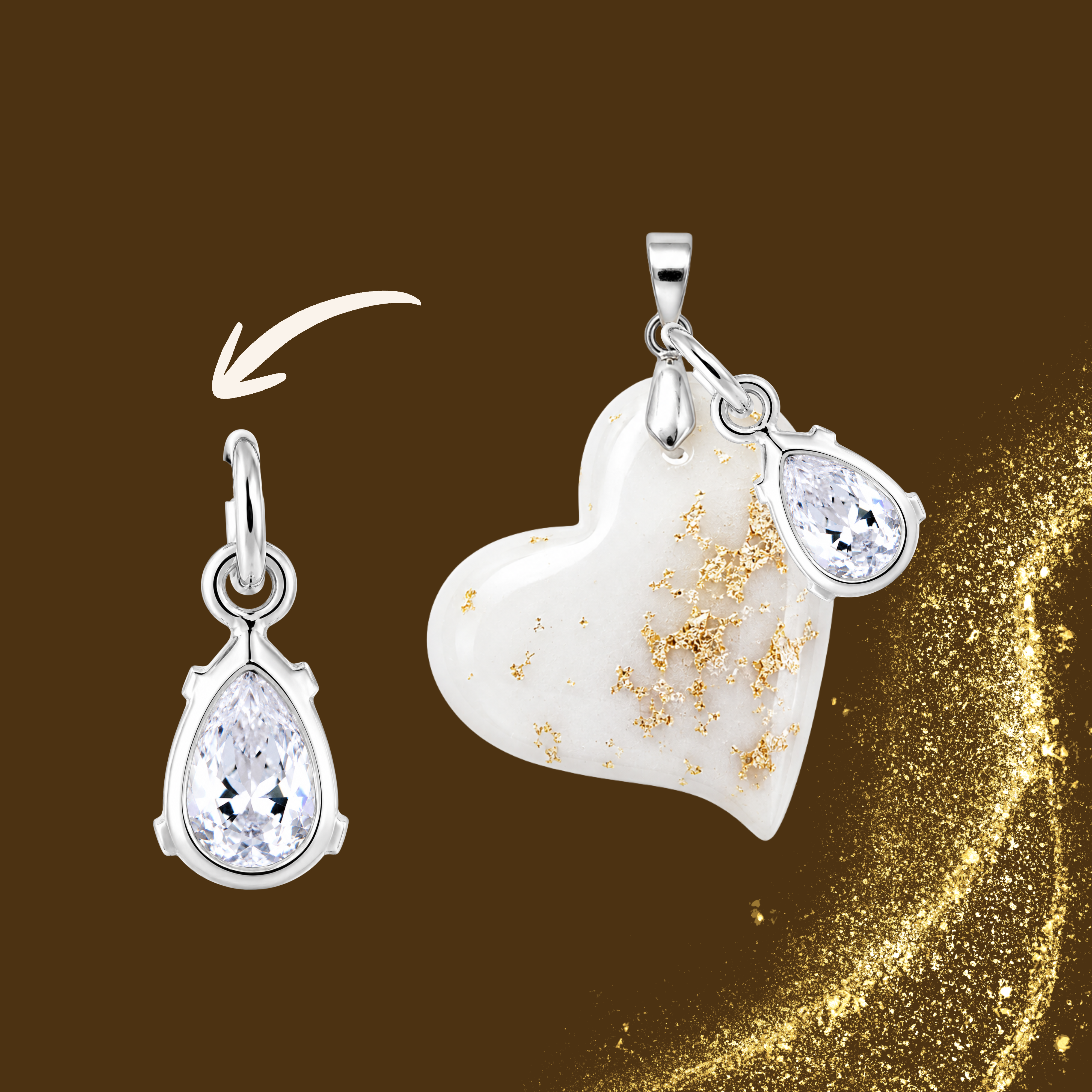 Additional Pendant Gold Leaf with Zirconia Drop