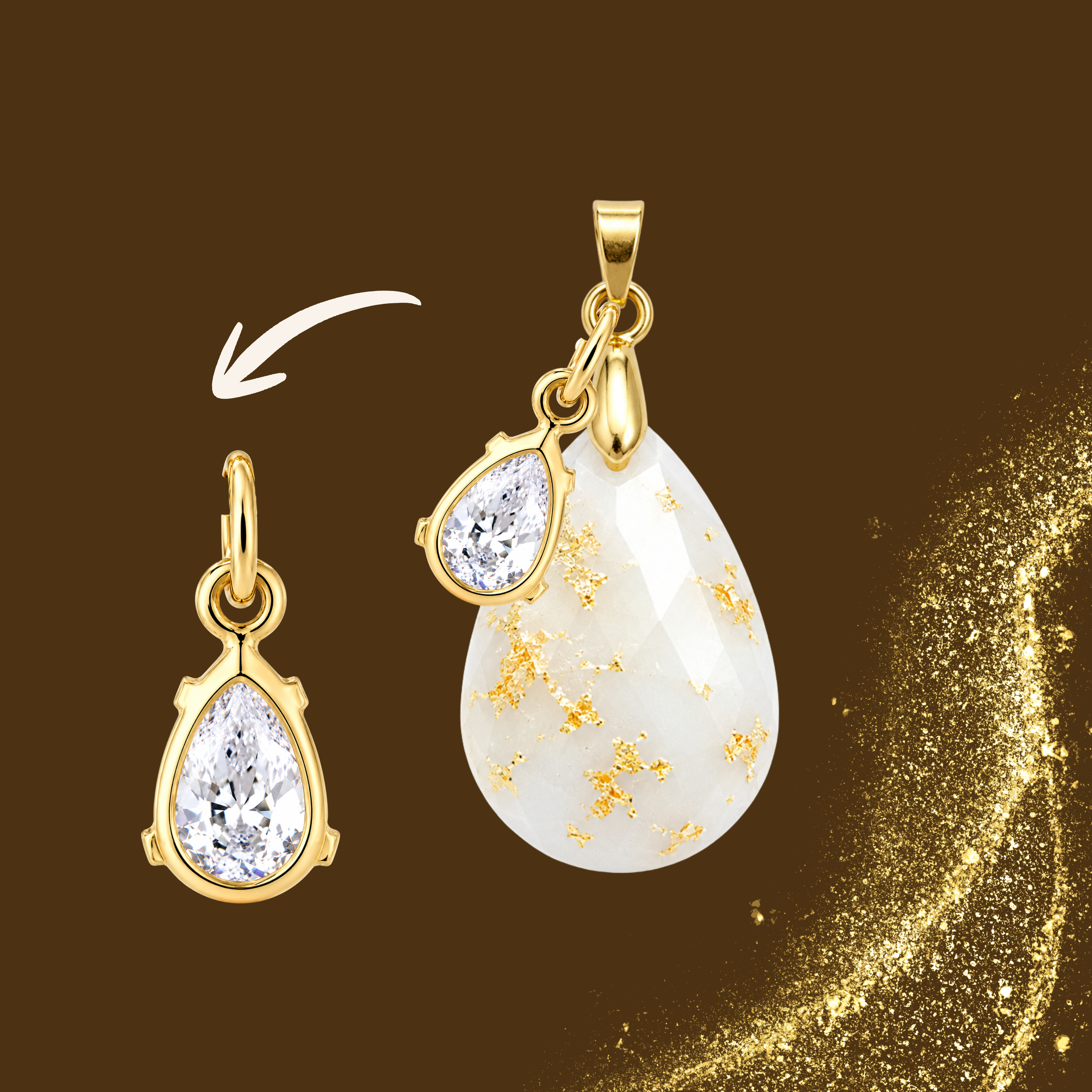 Additional Pendant Gold Leaf with Zirconia Drop
