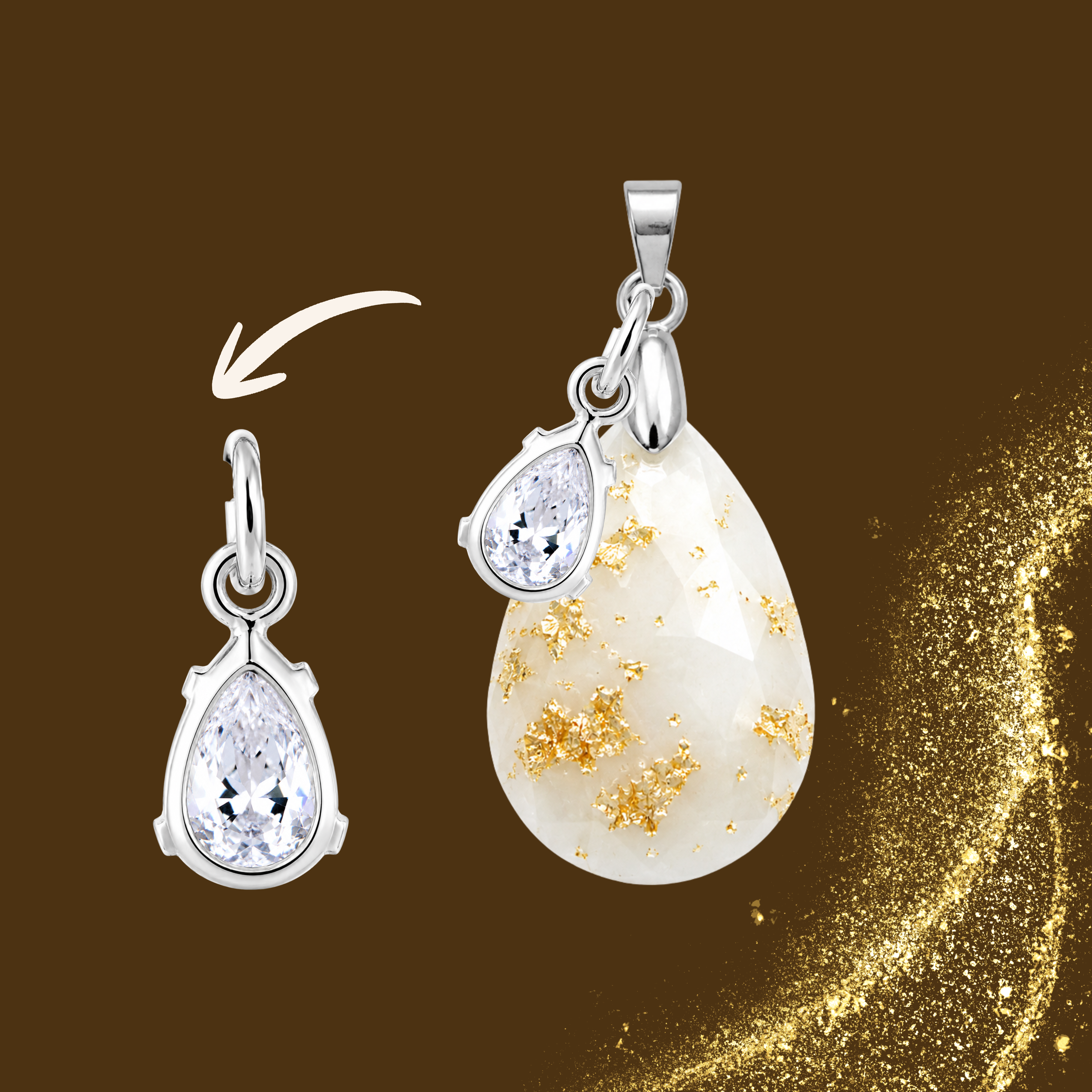 Additional Pendant Gold Leaf with Zirconia Drop