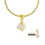 Mini Chubby Heart Charm with Gold Leaf, Bracelet and Zirconia Drop