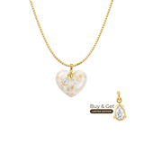 Chubby Heart with Gold Leaf, Chain and Zirconia Drop