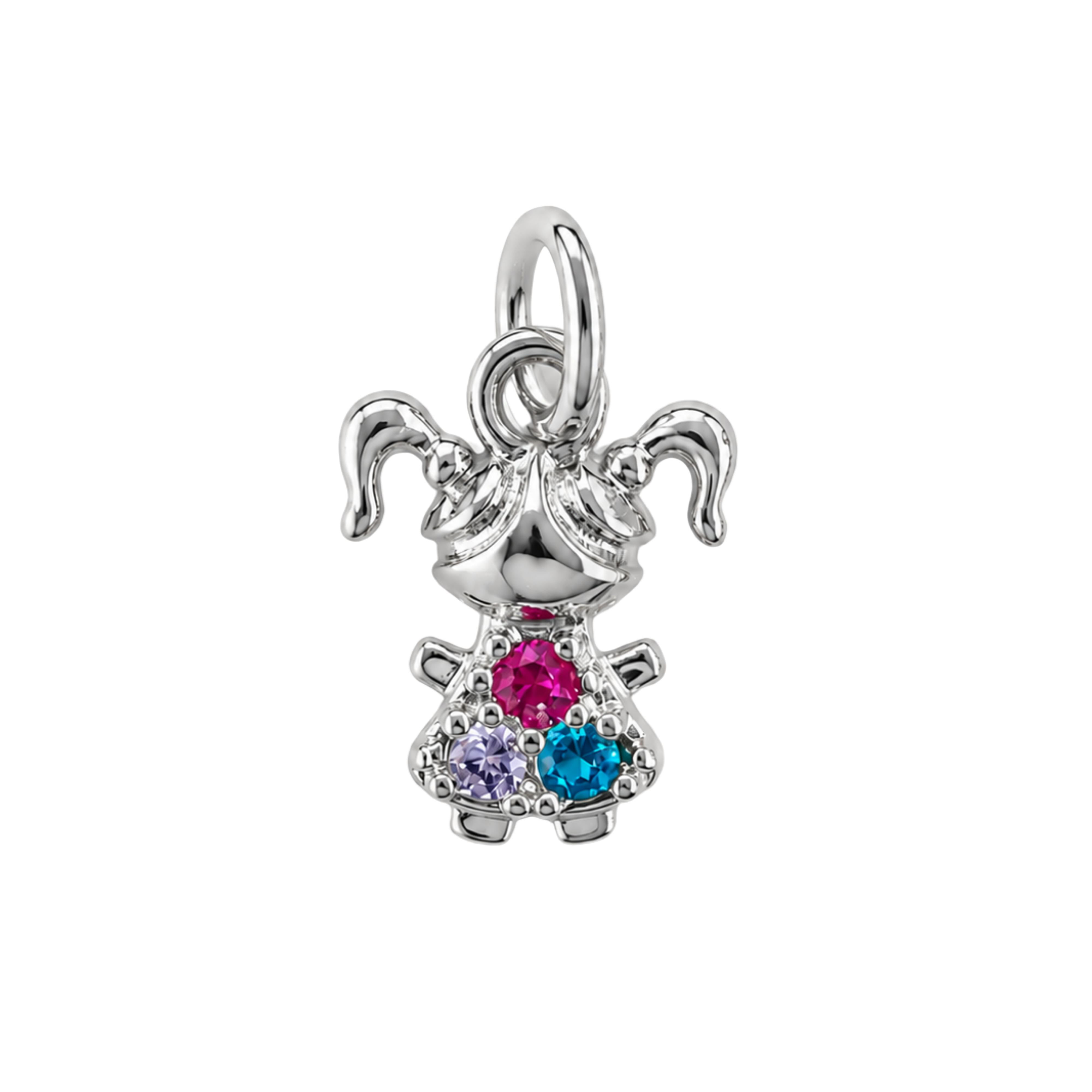 Son and Daughter Pendant in White Gold Plated