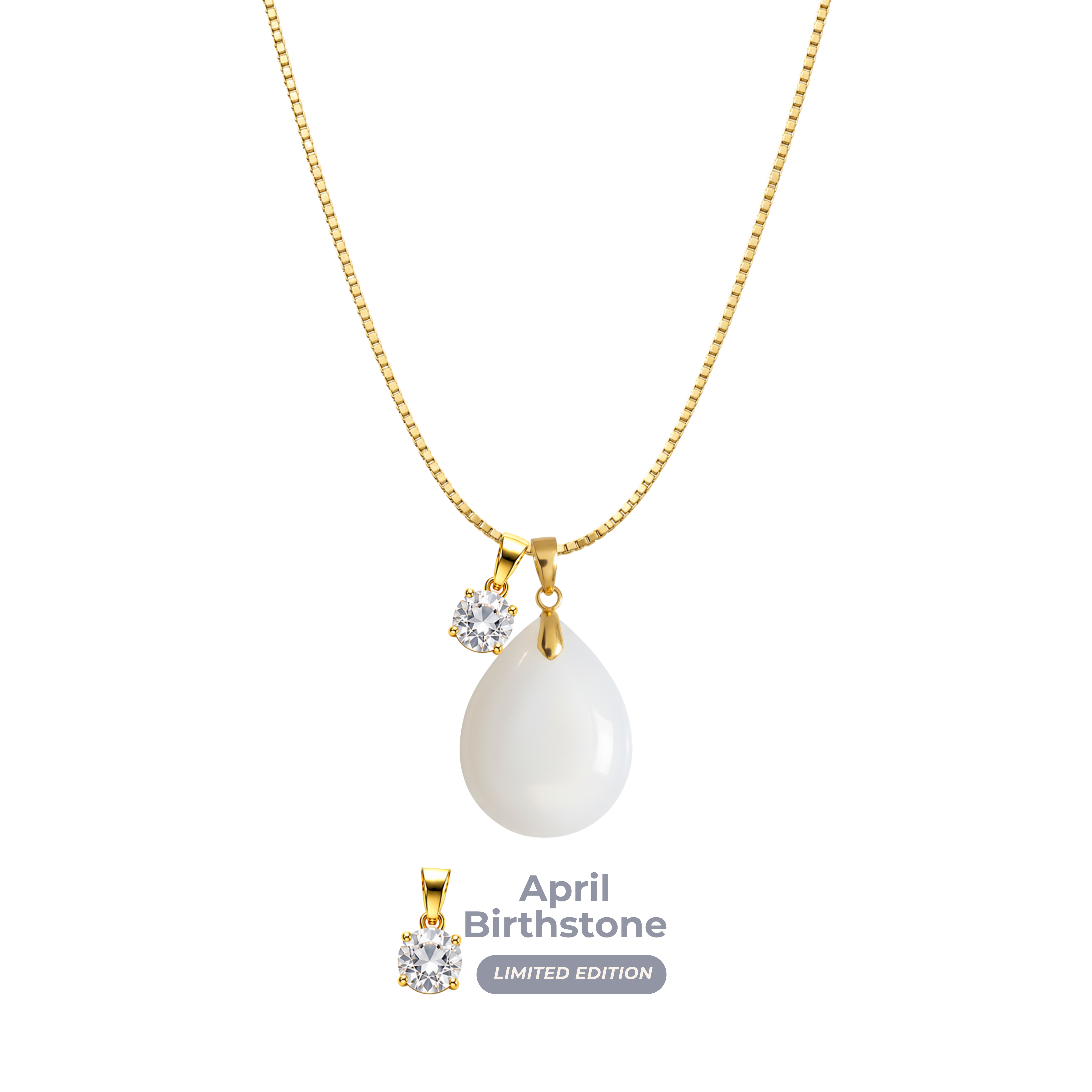 Chubby Mini Drop with Chain and Birthstone Pendant