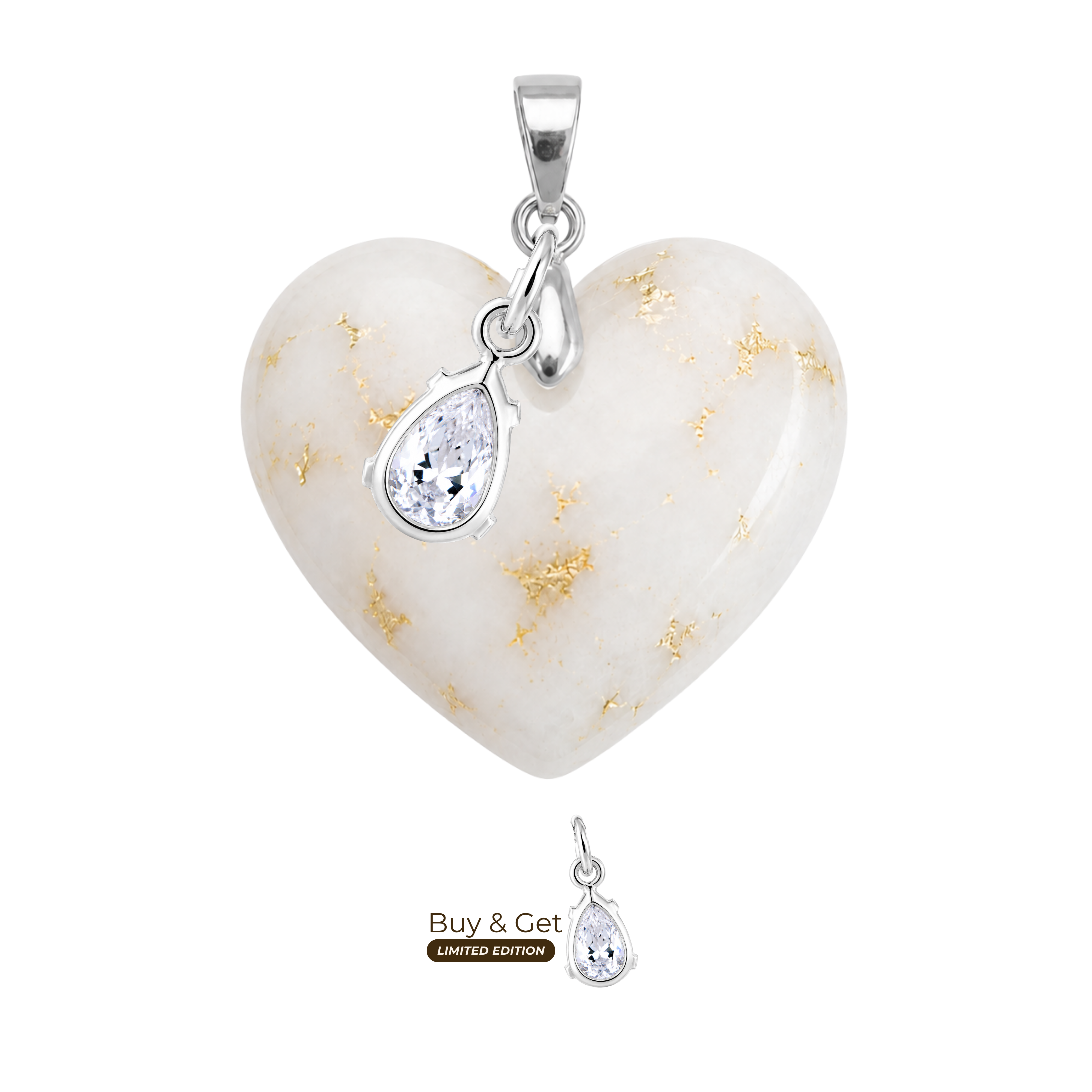 Chubby Heart with Gold Leaf and Zirconia Drop
