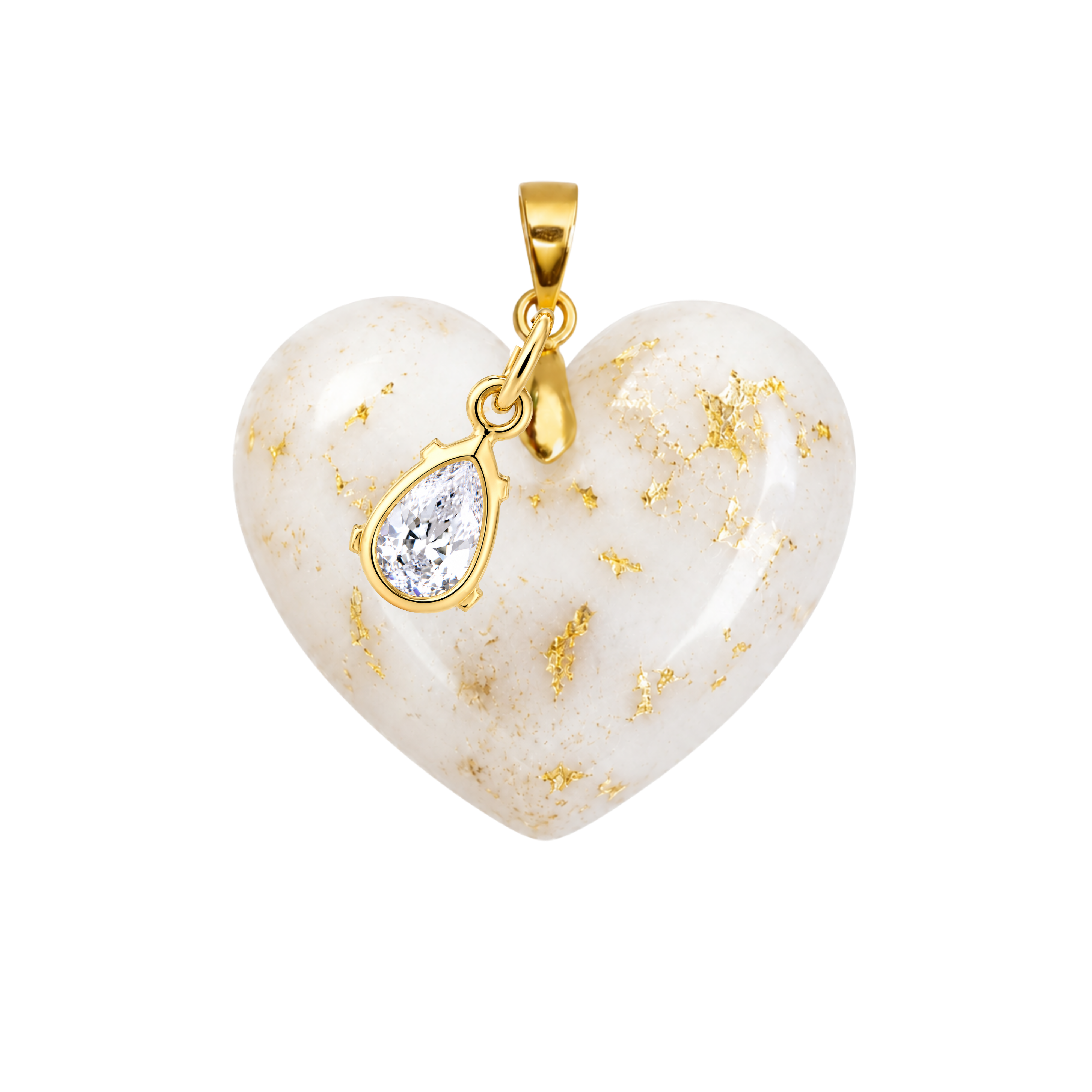 Chubby Heart with Gold Leaf and Zirconia Drop