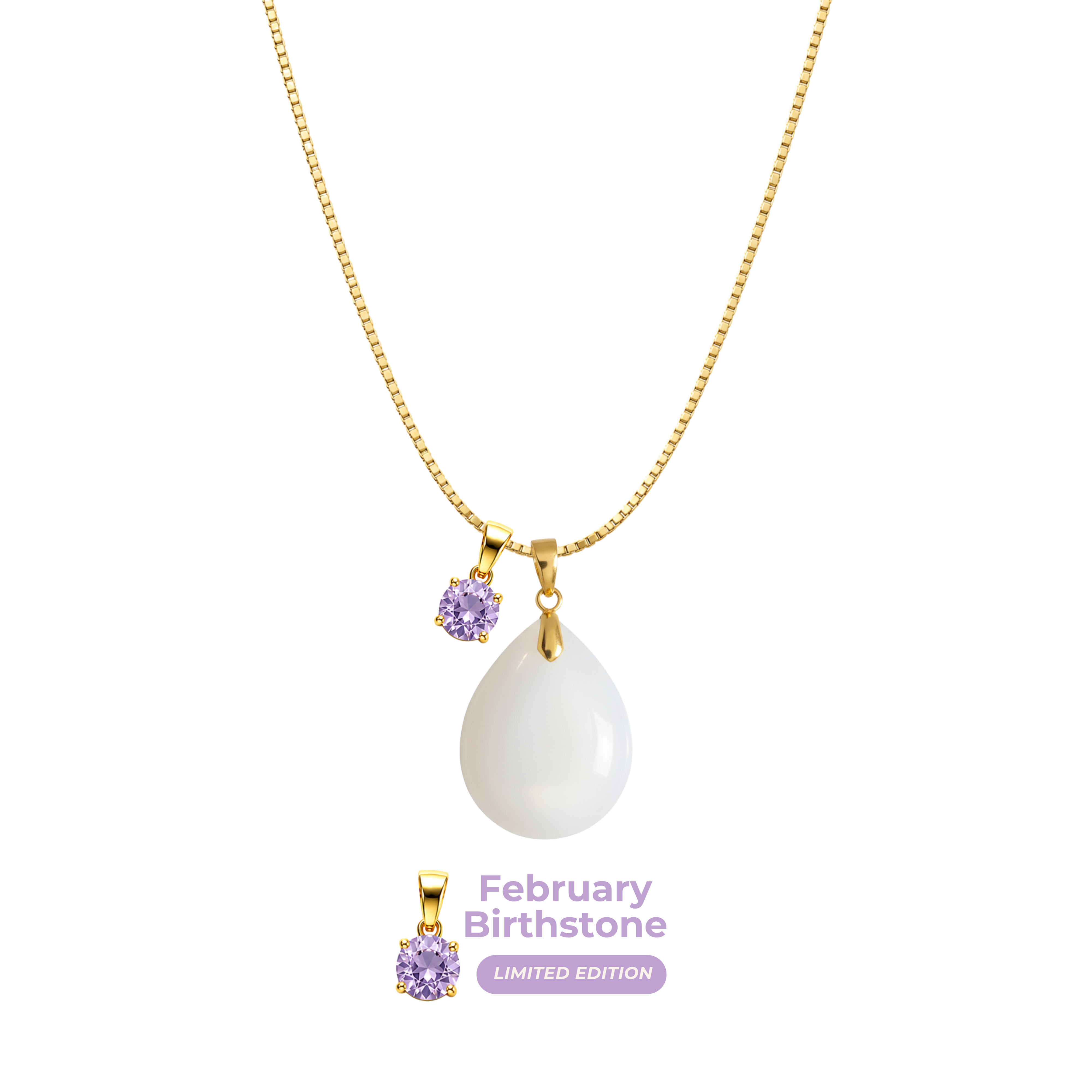 Chubby Mini Drop with Chain and Birthstone Pendant
