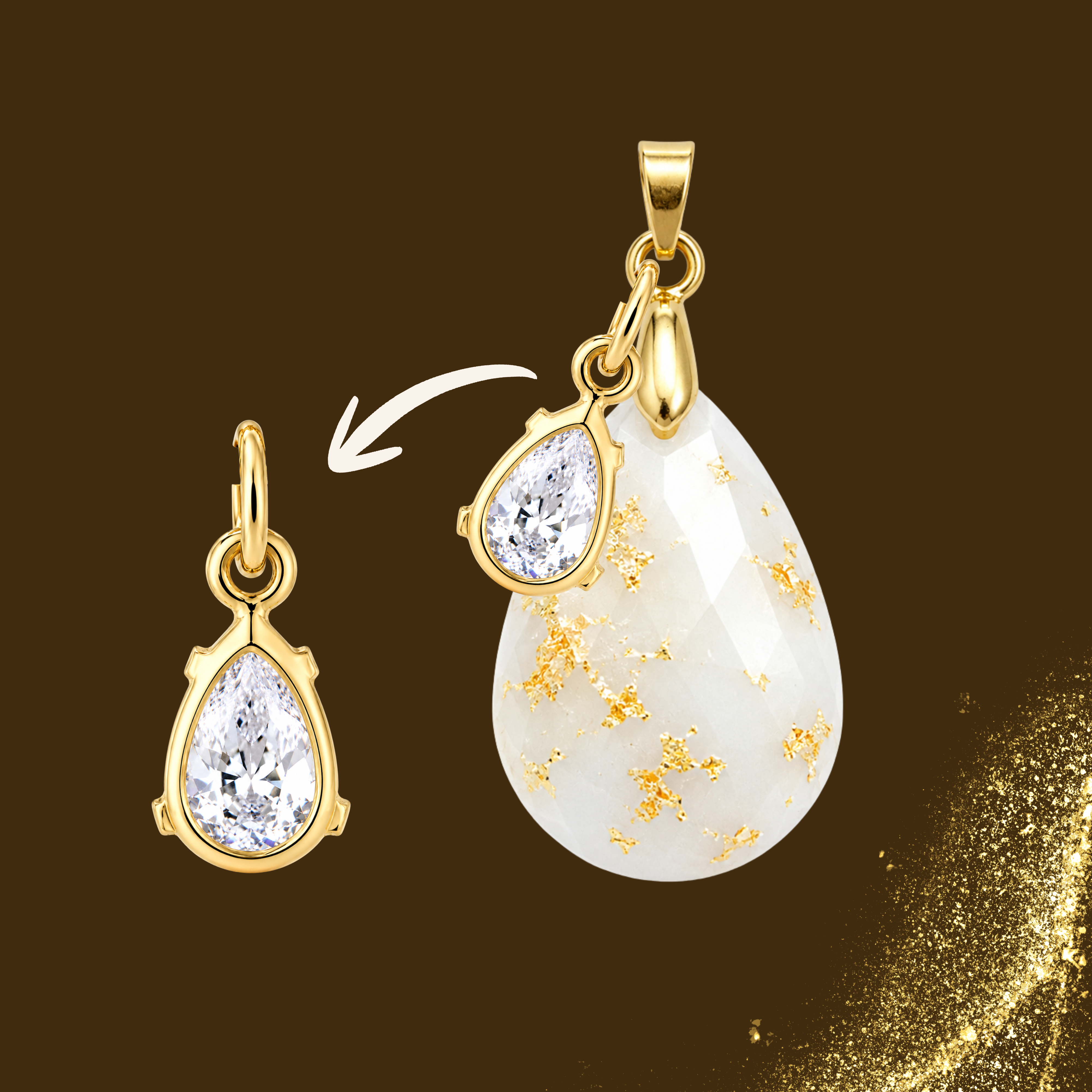 Additional Pendant with Gold Leaf and Zirconia Drop