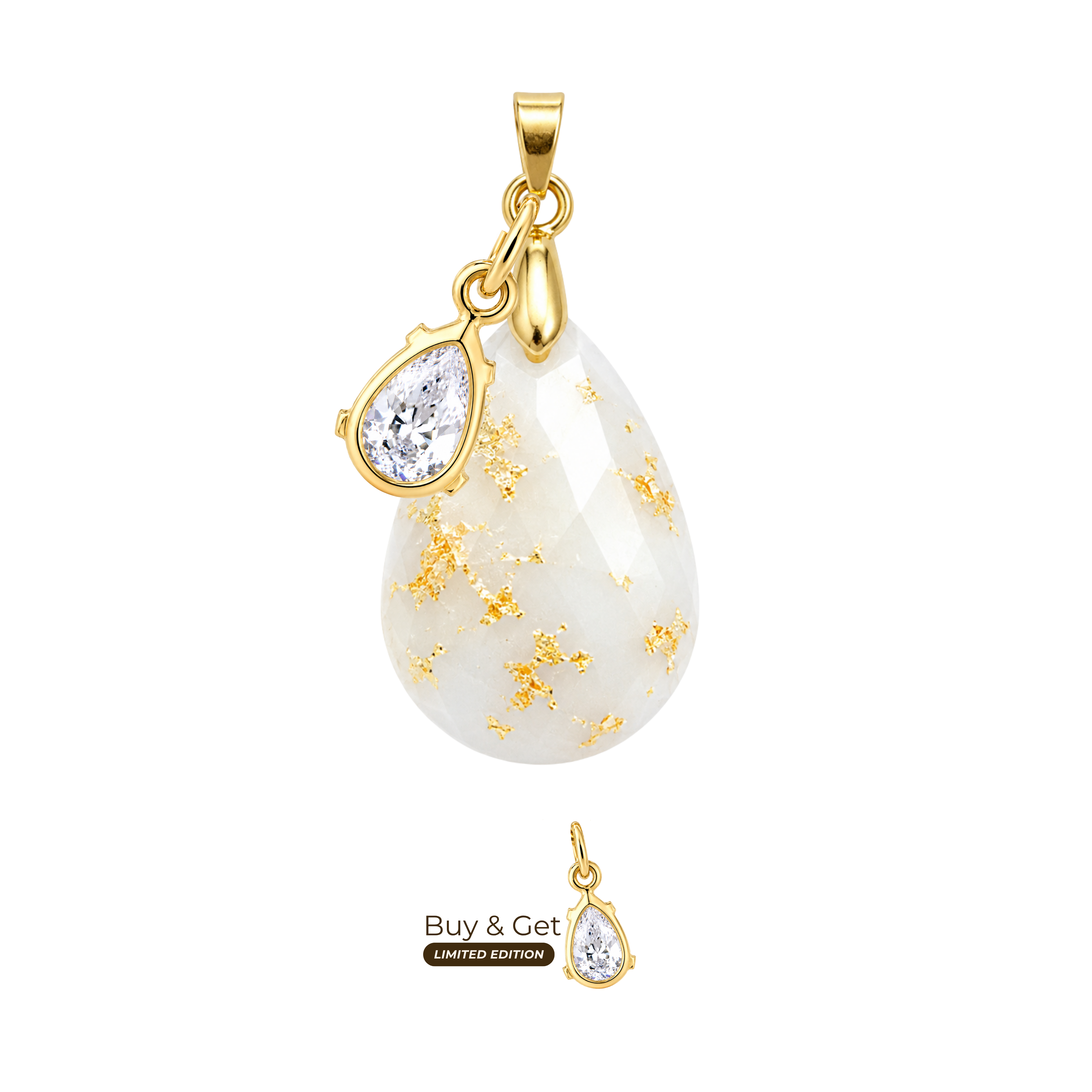 Diamond Drop with Gold Leaf and Zirconia Drop