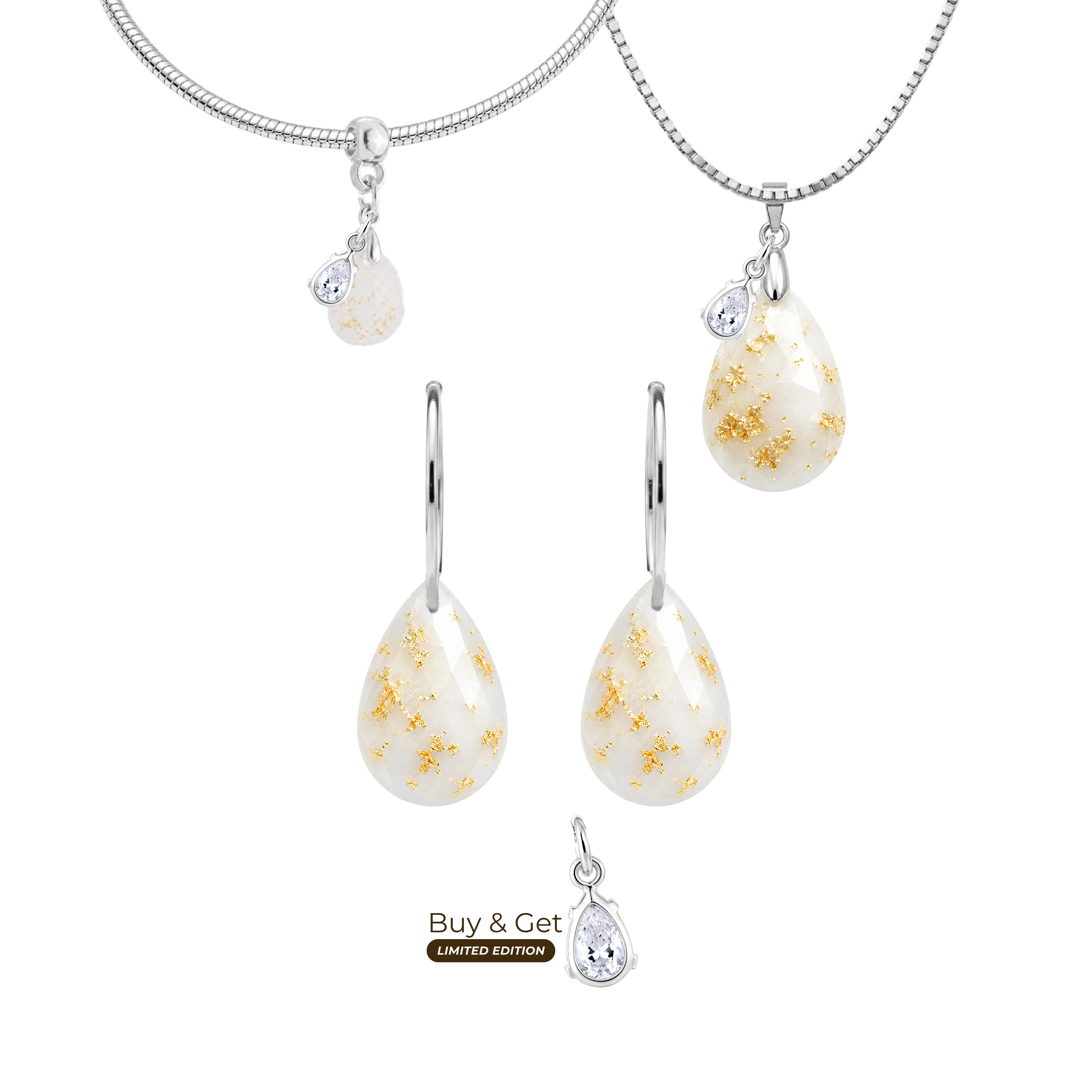 Diamond Drop with Gold Leaf and Zirconia Drop