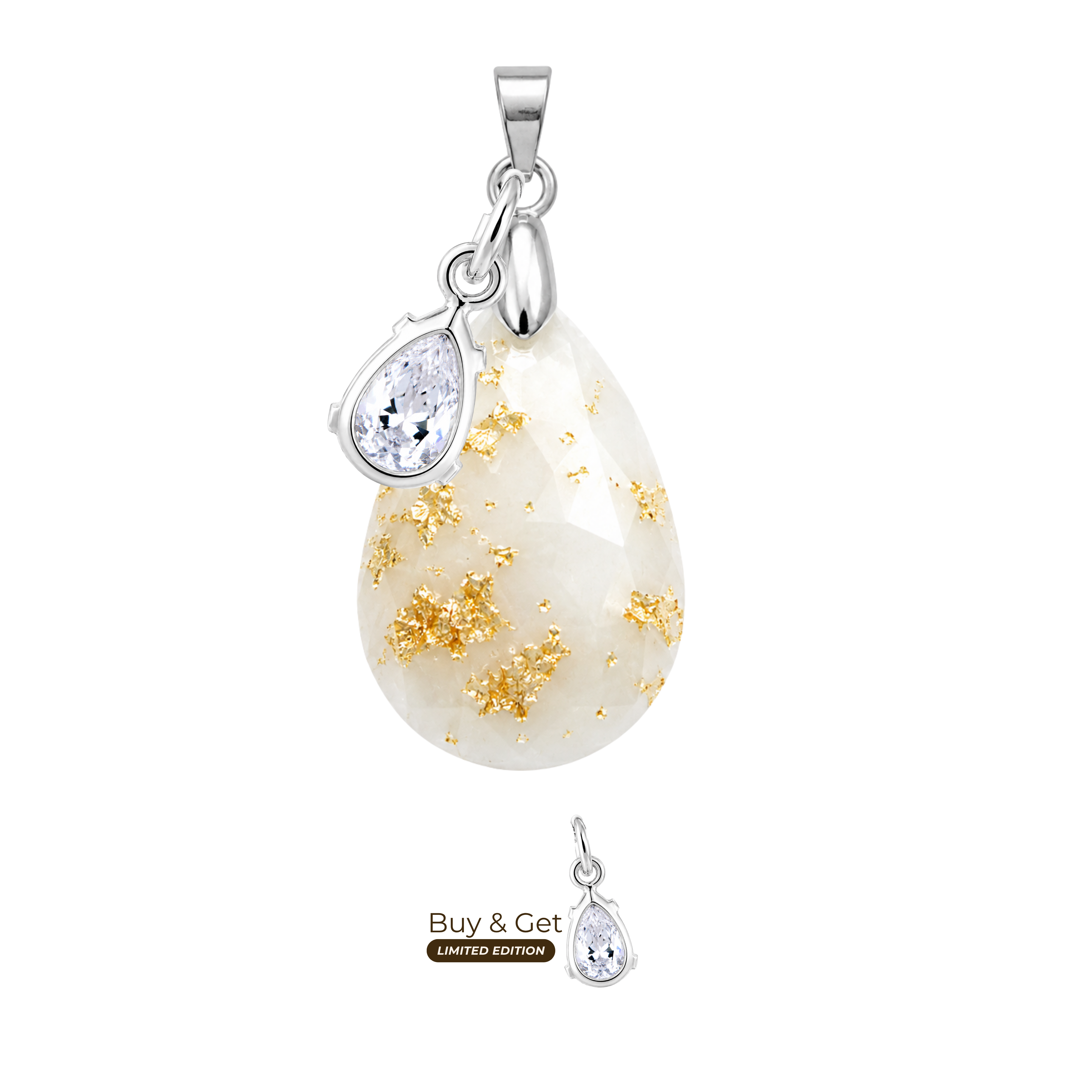 Diamond Drop with Gold Leaf and Zirconia Drop