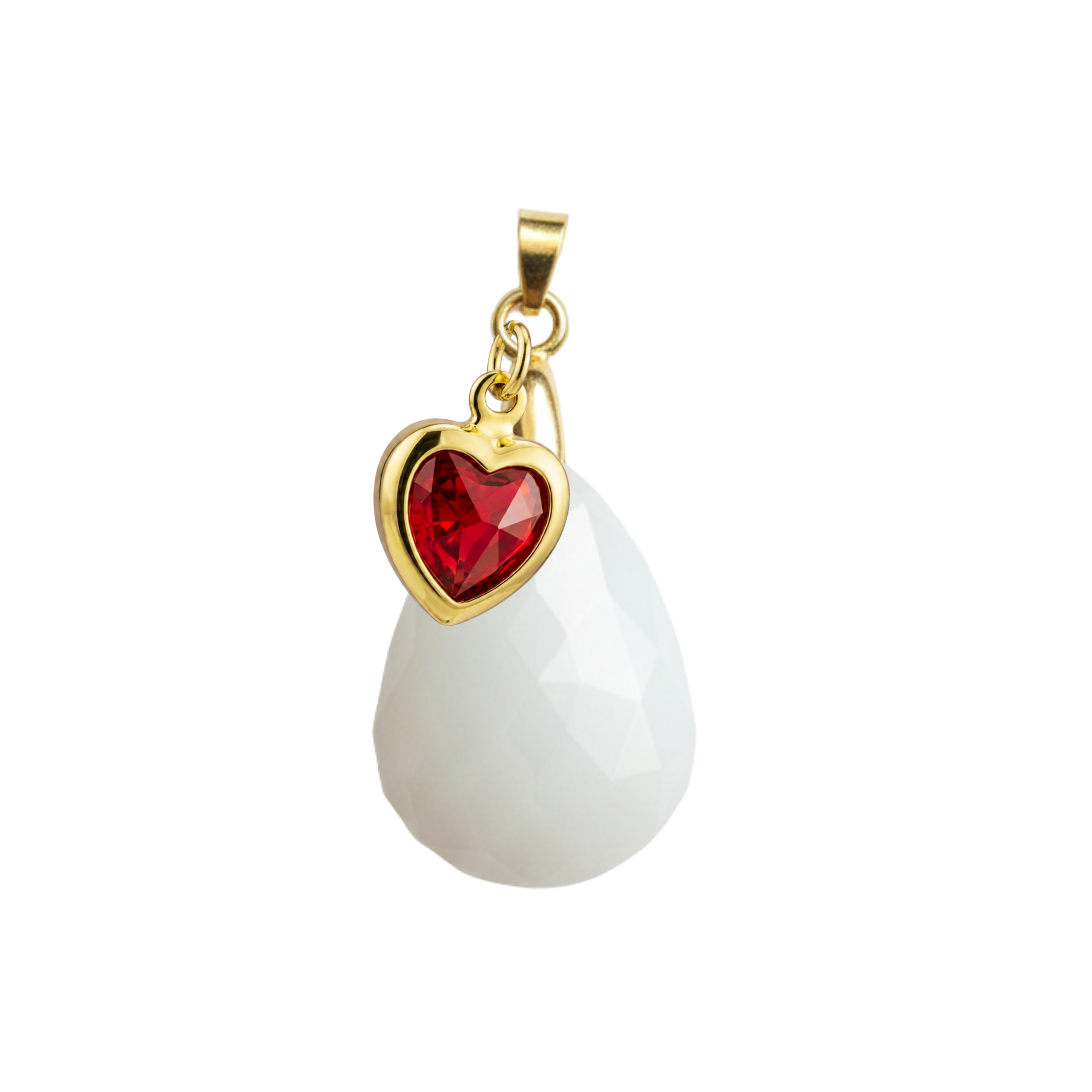 Diamond Drop with Ruby Heart