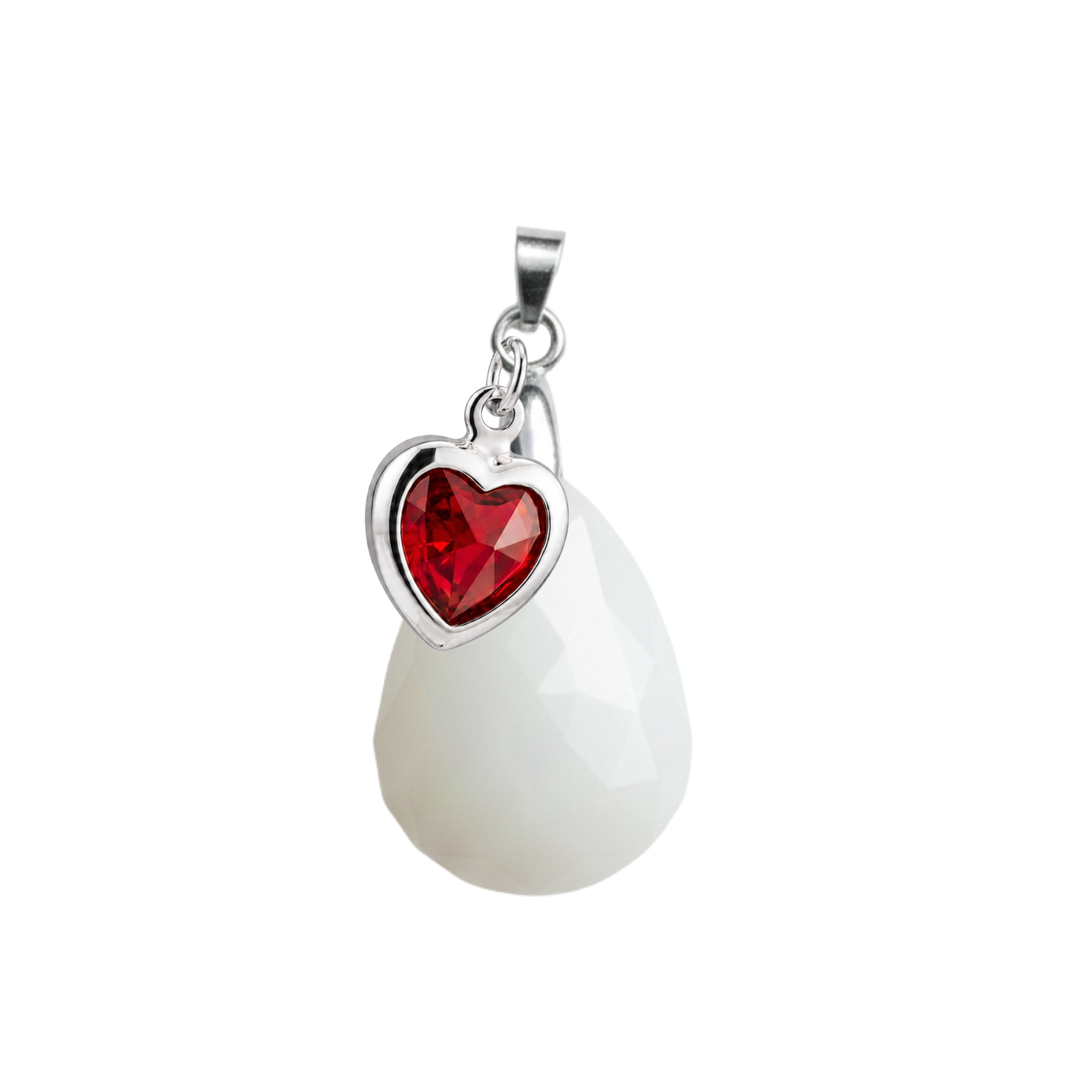 Diamond Drop with Ruby Heart