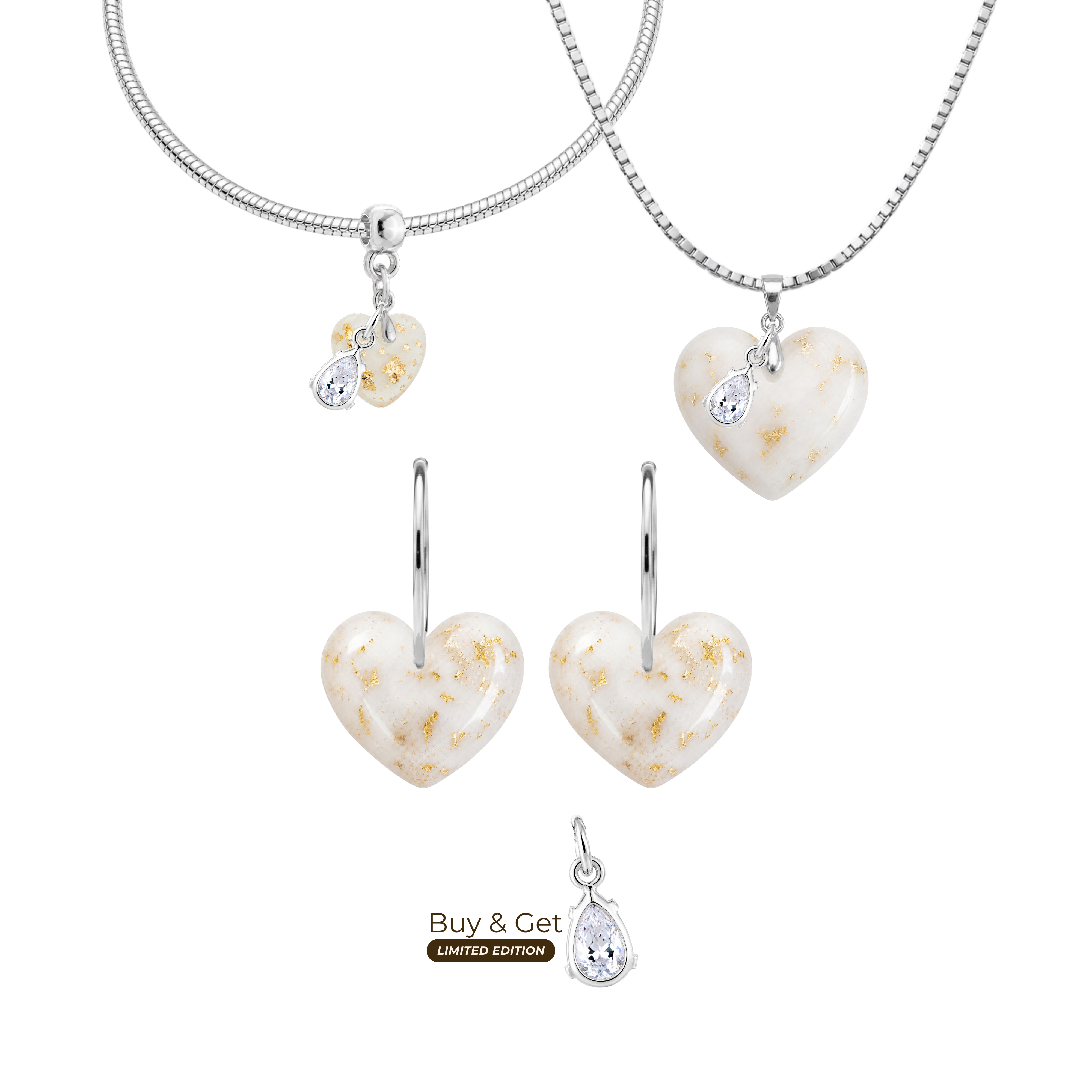 Chubby Heart with Gold Leaf and Zirconia Drop