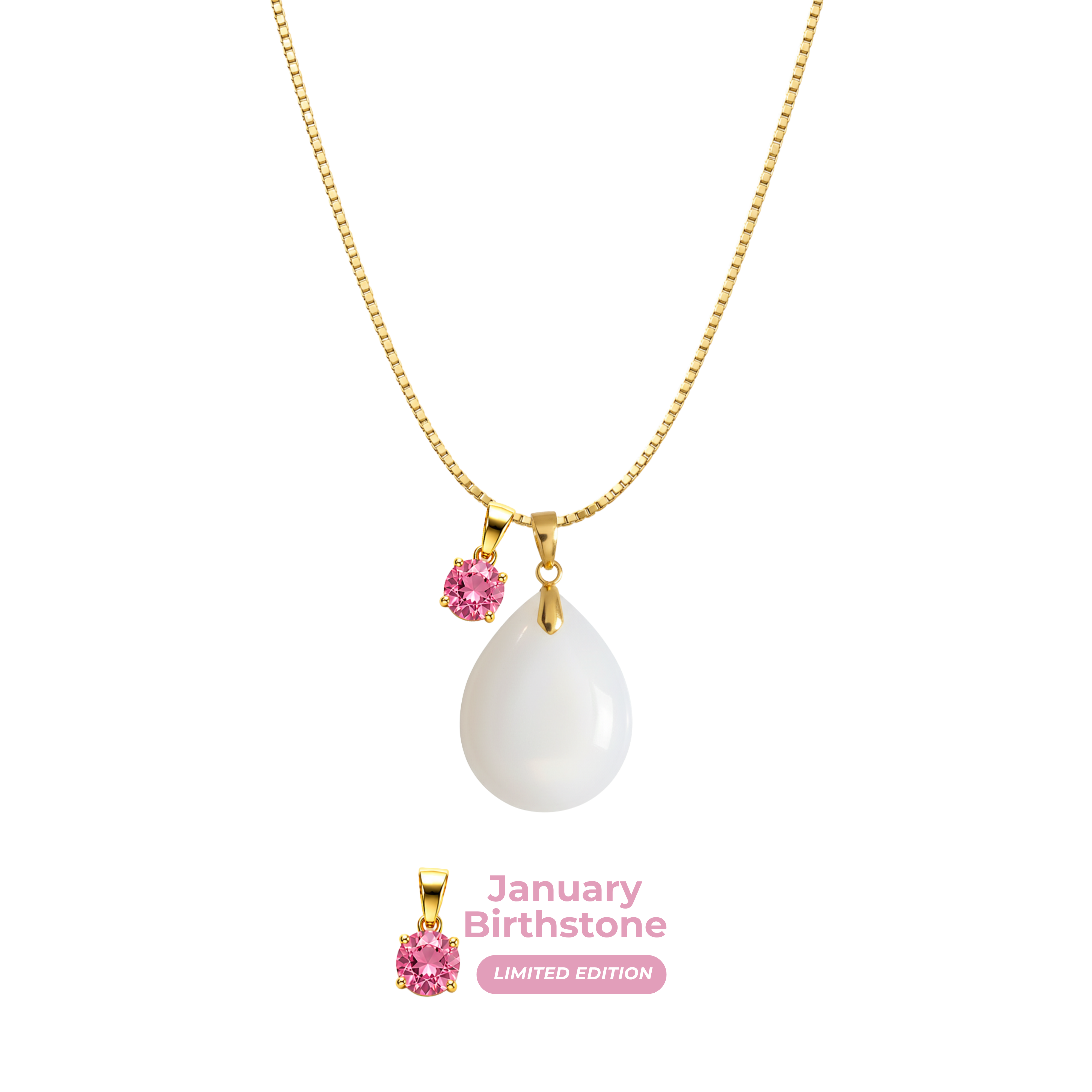 Chubby Mini Drop with Chain and Birthstone Pendant