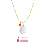 Chubby Mini Drop with Chain and Birthstone Pendant