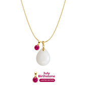 Chubby Mini Drop with Chain and Birthstone Pendant