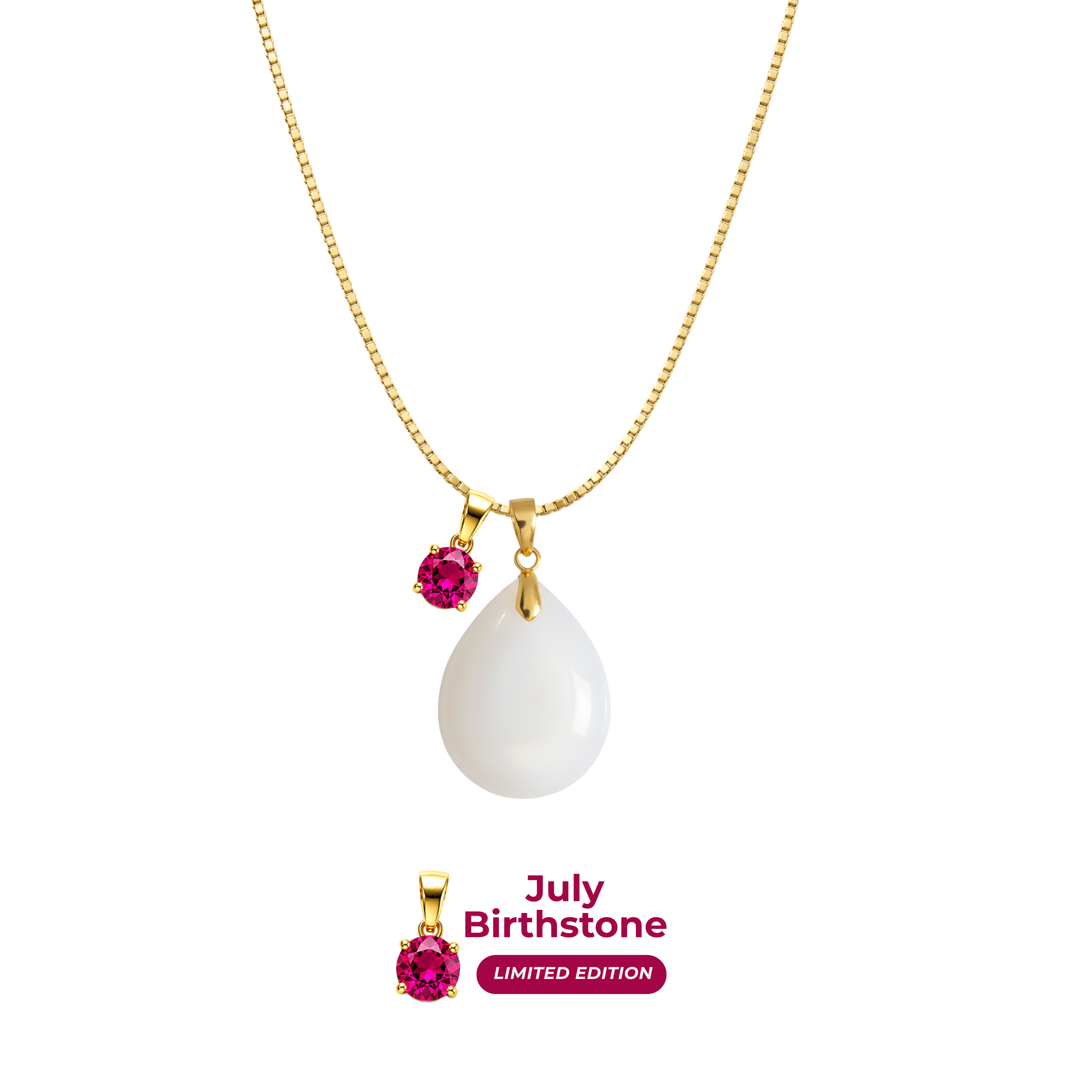 Chubby Mini Drop with Chain and Birthstone Pendant