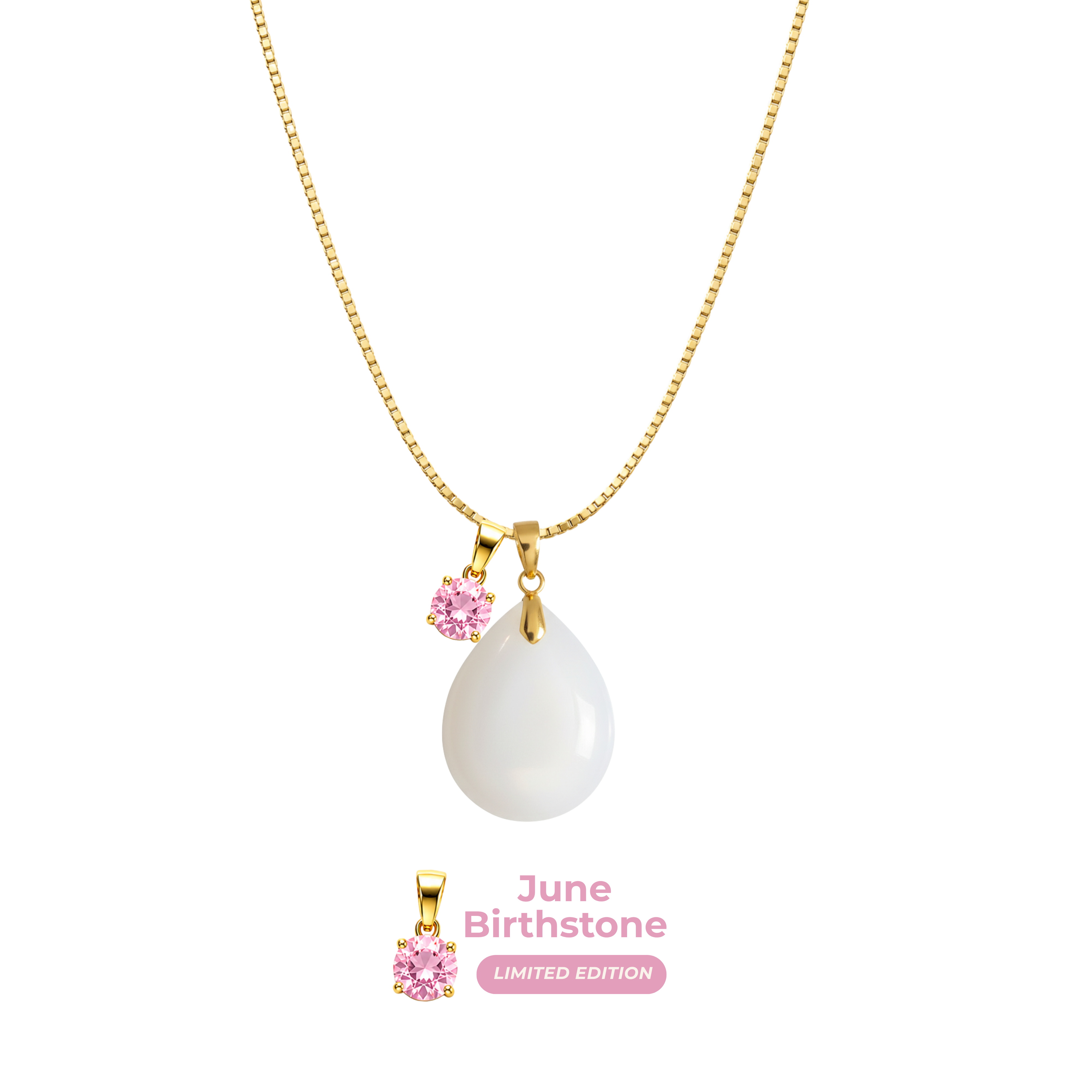 Chubby Mini Drop with Chain and Birthstone Pendant