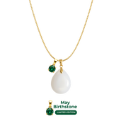 Chubby Mini Drop with Chain and Birthstone Pendant