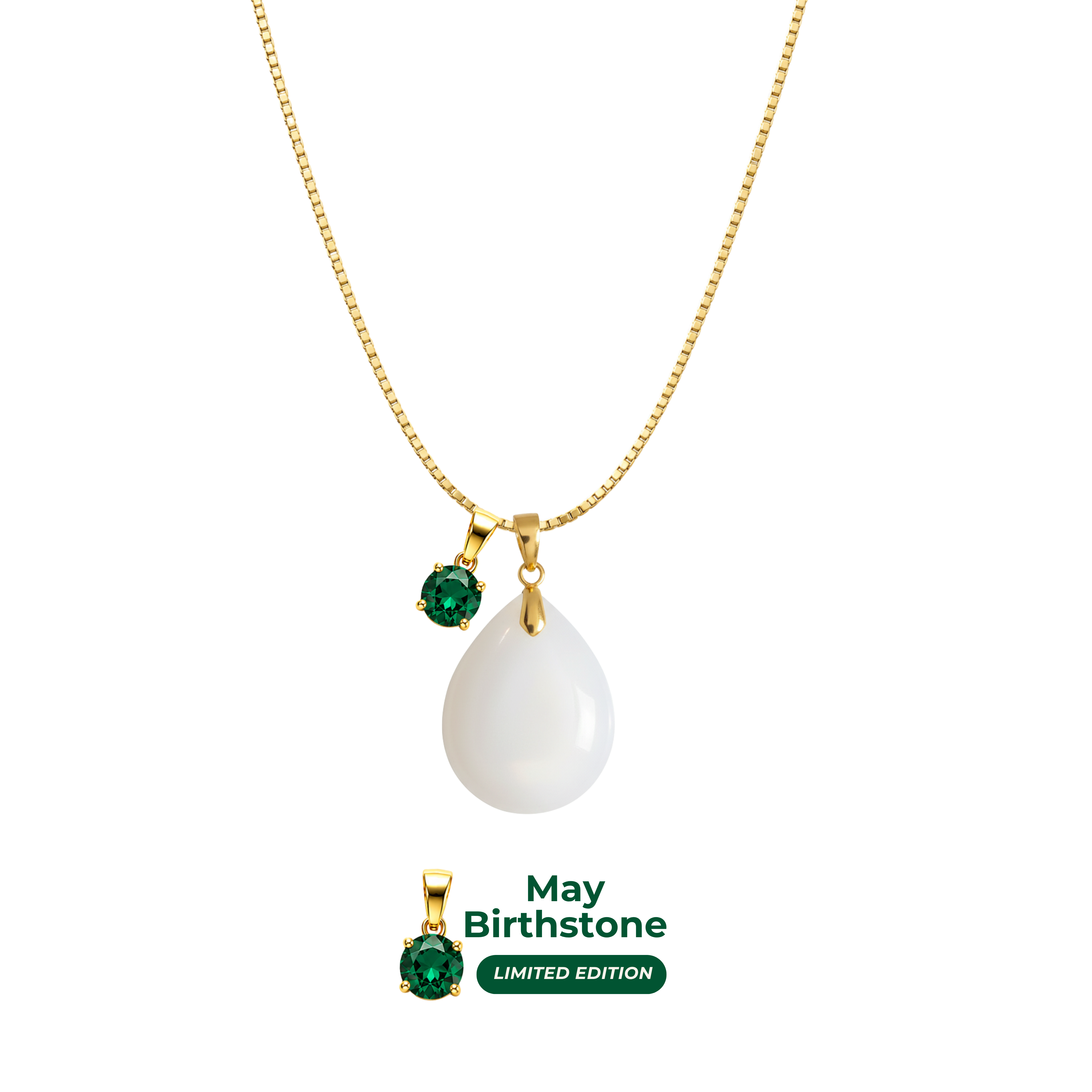 Chubby Mini Drop with Chain and Birthstone Pendant