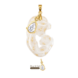 Mother and Baby with Gold Leaf and Zirconia Drop