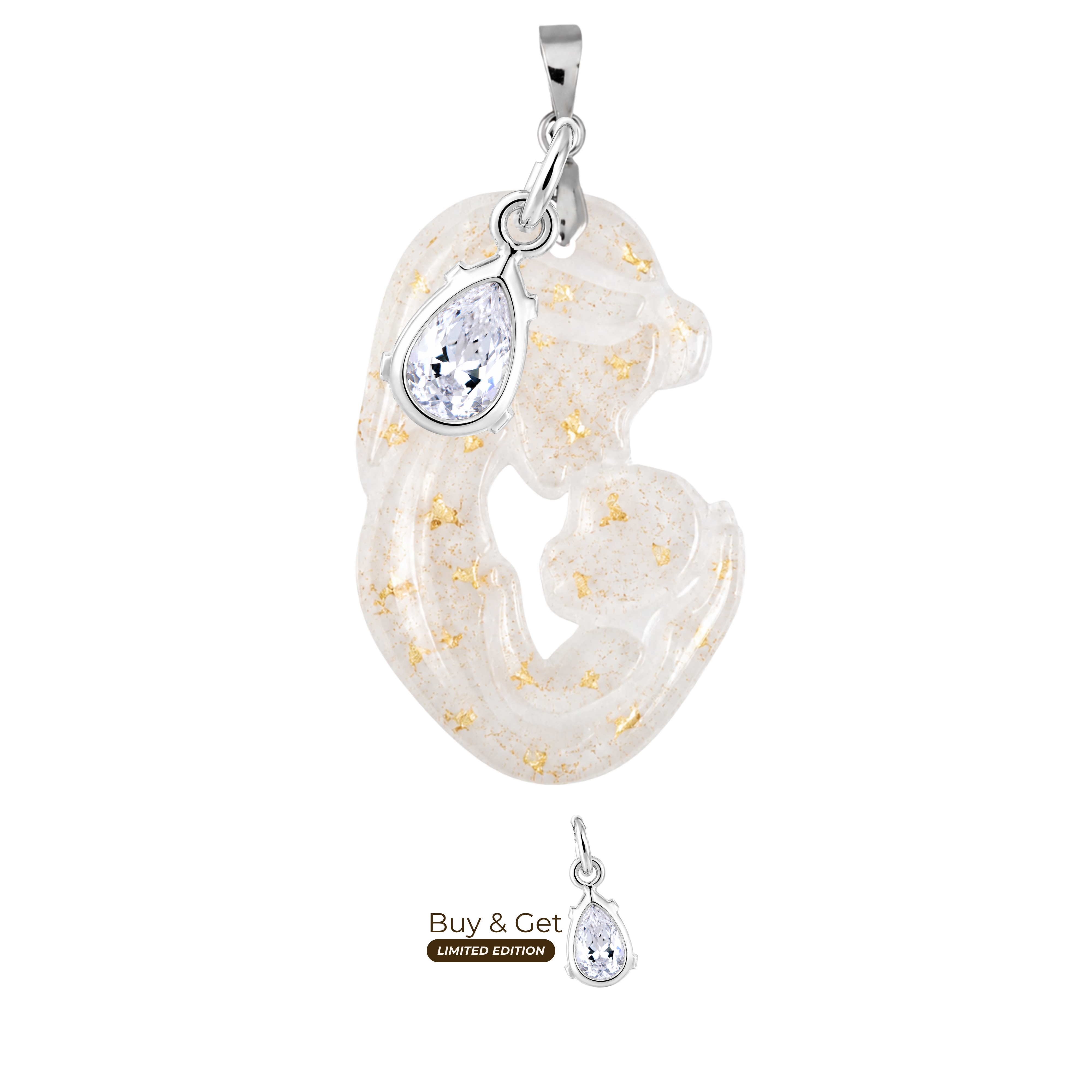 Mother and Baby with Gold Leaf and Zirconia Drop