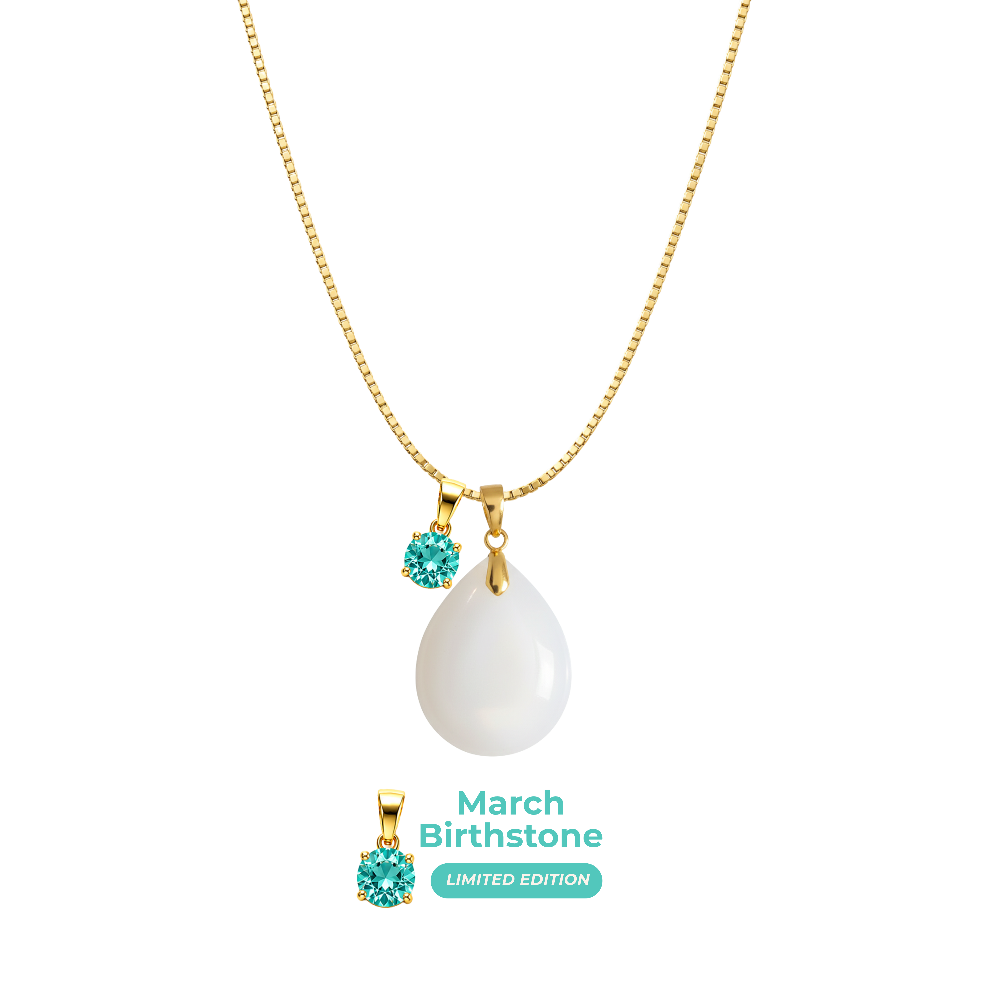 Chubby Mini Drop with Chain and Birthstone Pendant
