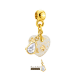 Mini Chubby Heart with Gold Leaf and Zirconia Drop