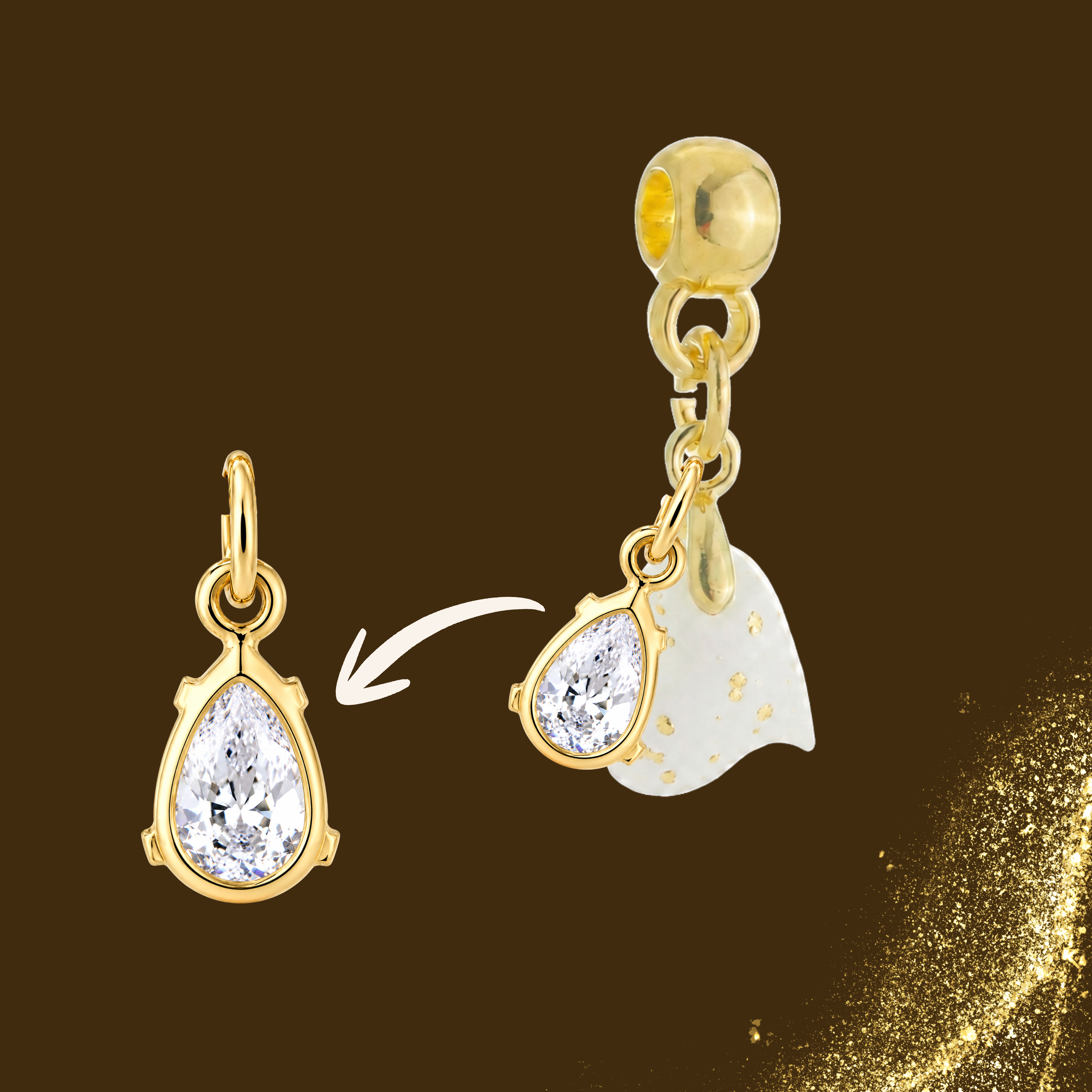 Additional Charm with Gold Leaf and Zirconia Drop