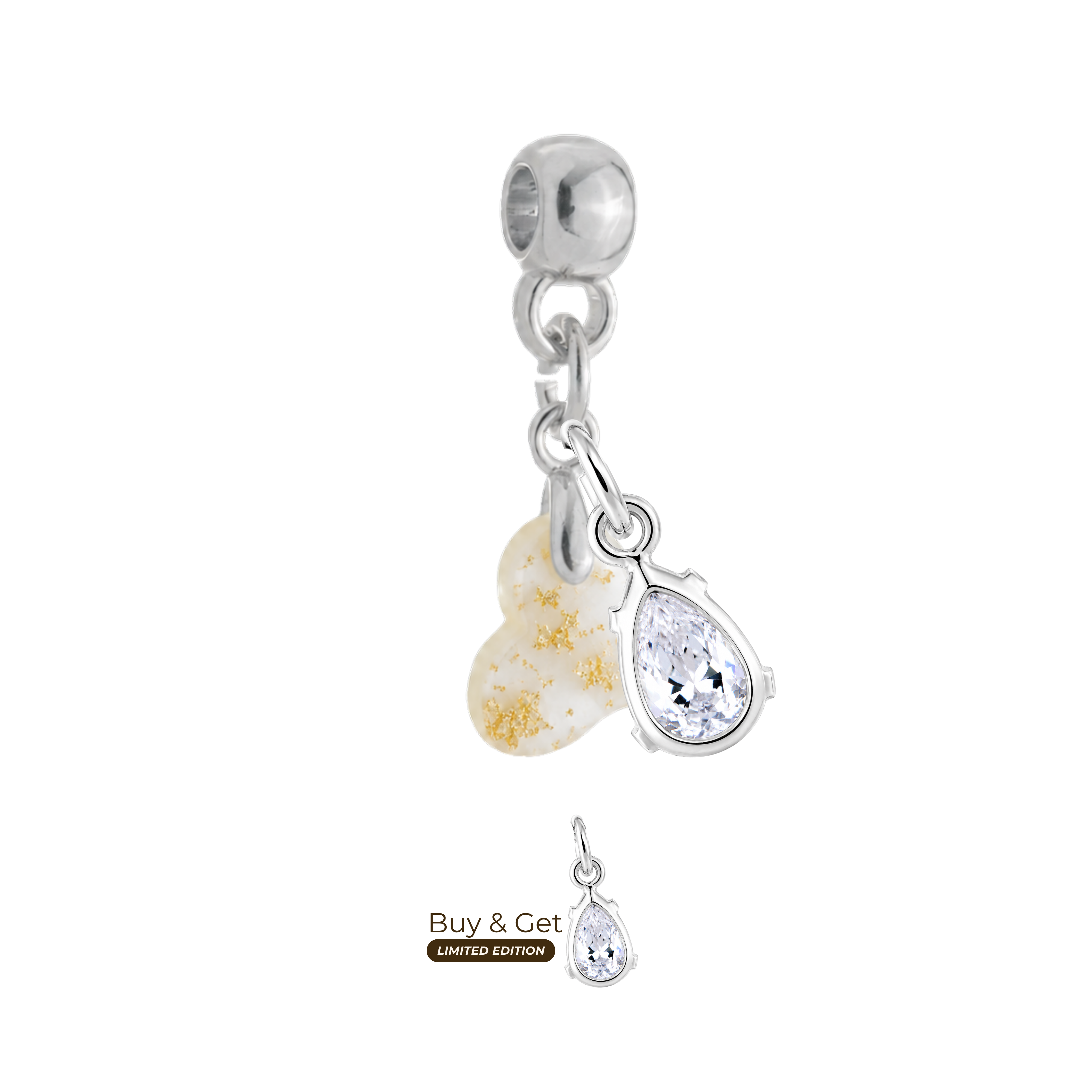 Mini Twisted Heart with Gold Leaf and Zirconia Drop