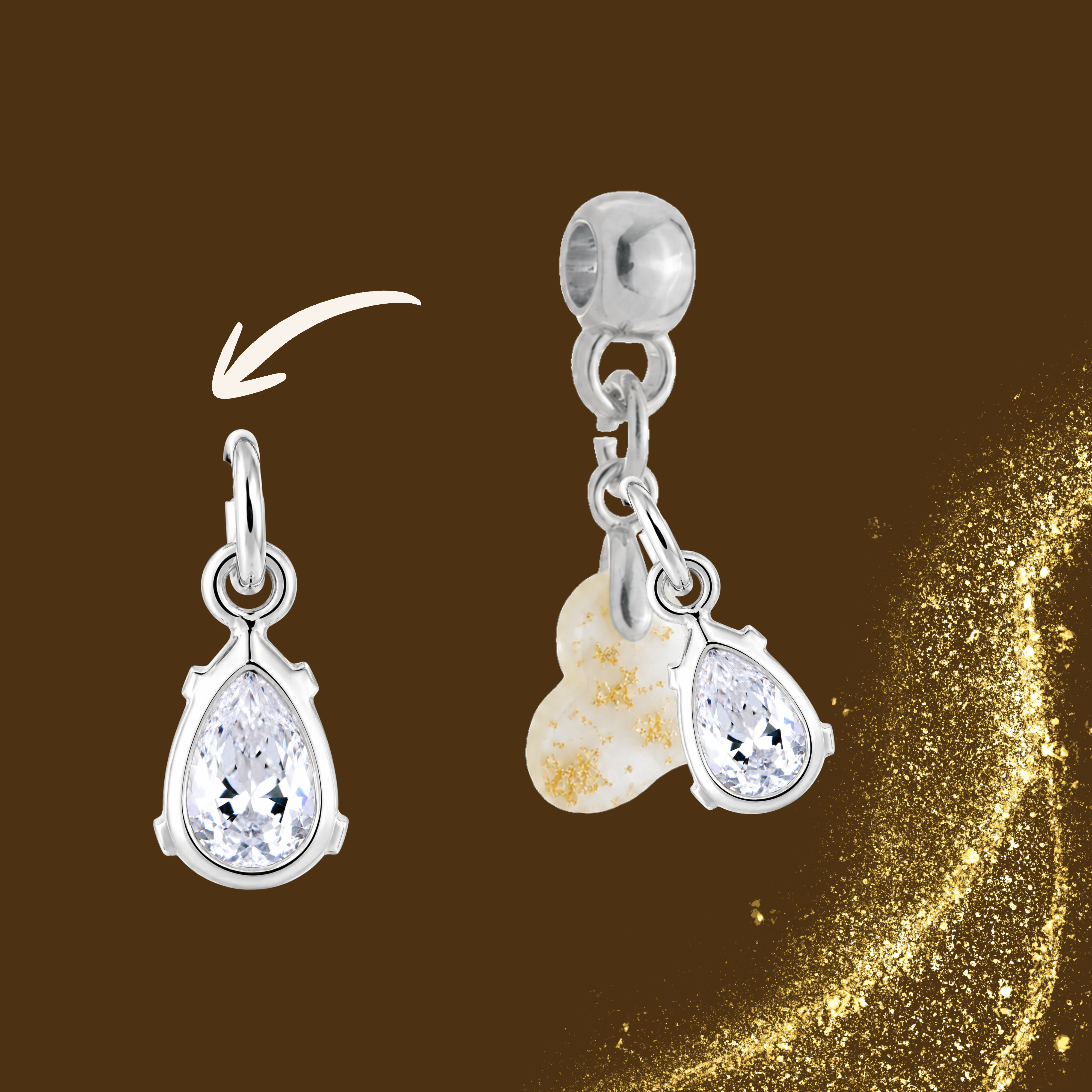 Additional Charm Gold Leaf with Zirconia Drop
