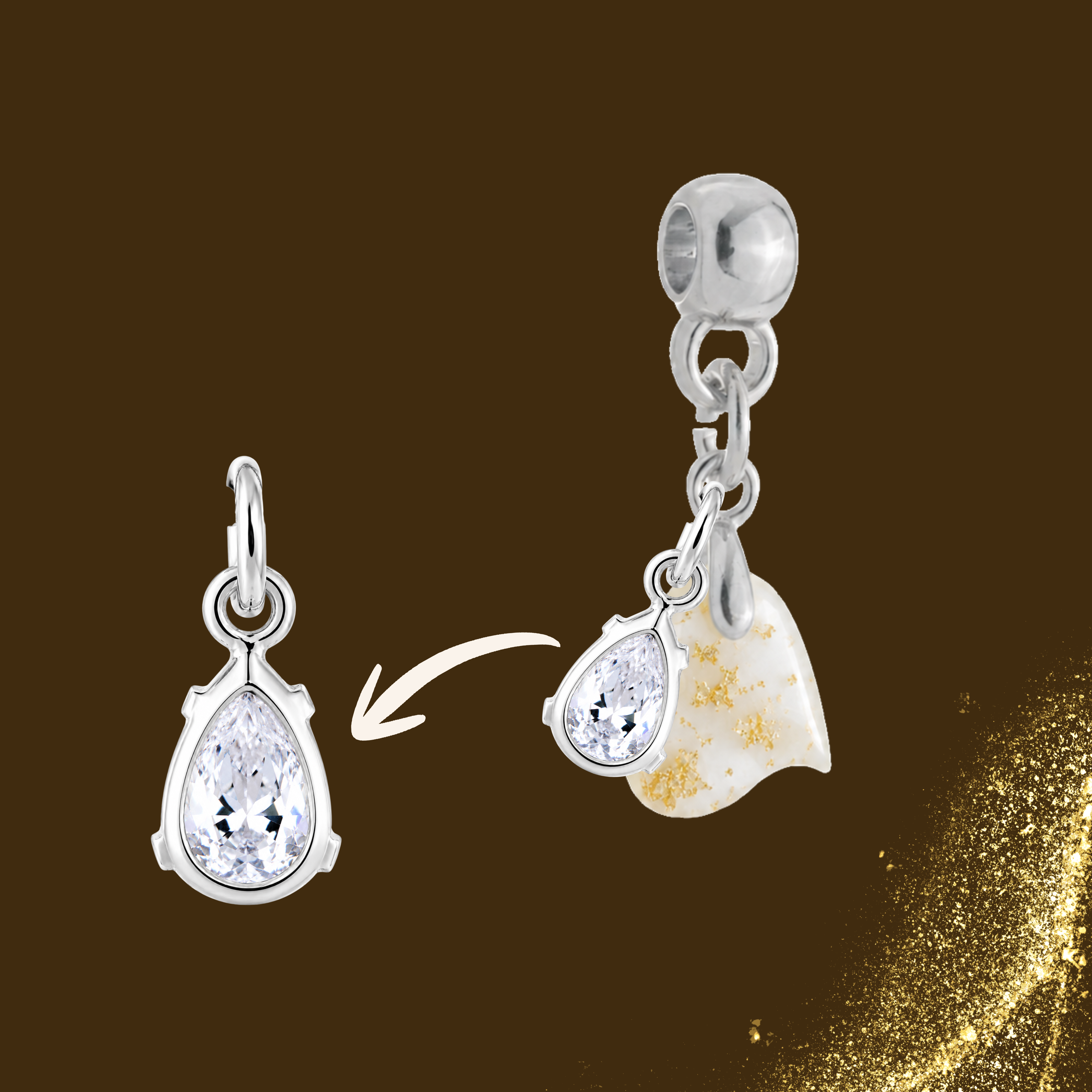 Additional Charm with Gold Leaf and Zirconia Drop