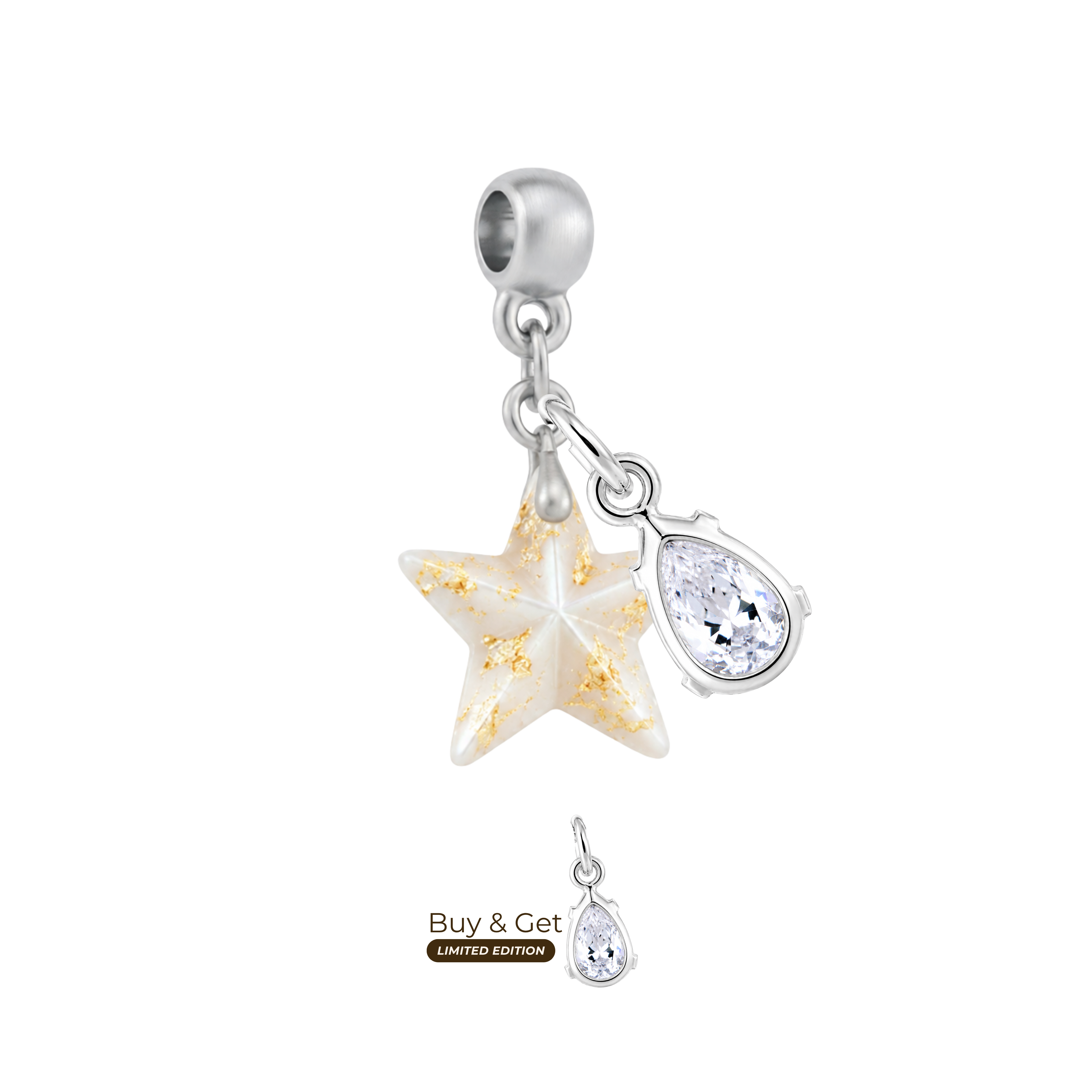 Mini Star with Gold Leaf and Zirconia Drop
