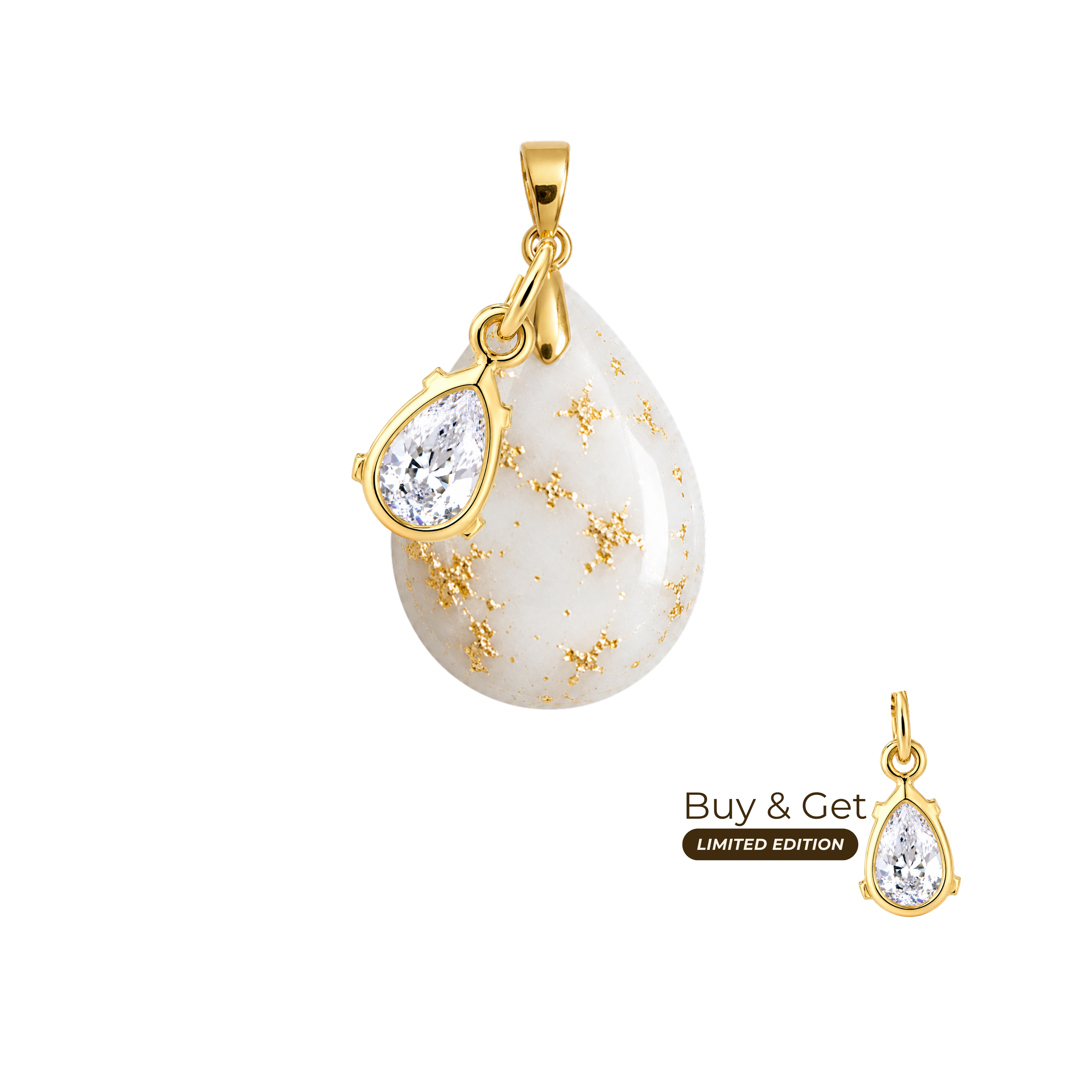 Chubby Mini Drop with Gold Leaf and Zirconia Drop
