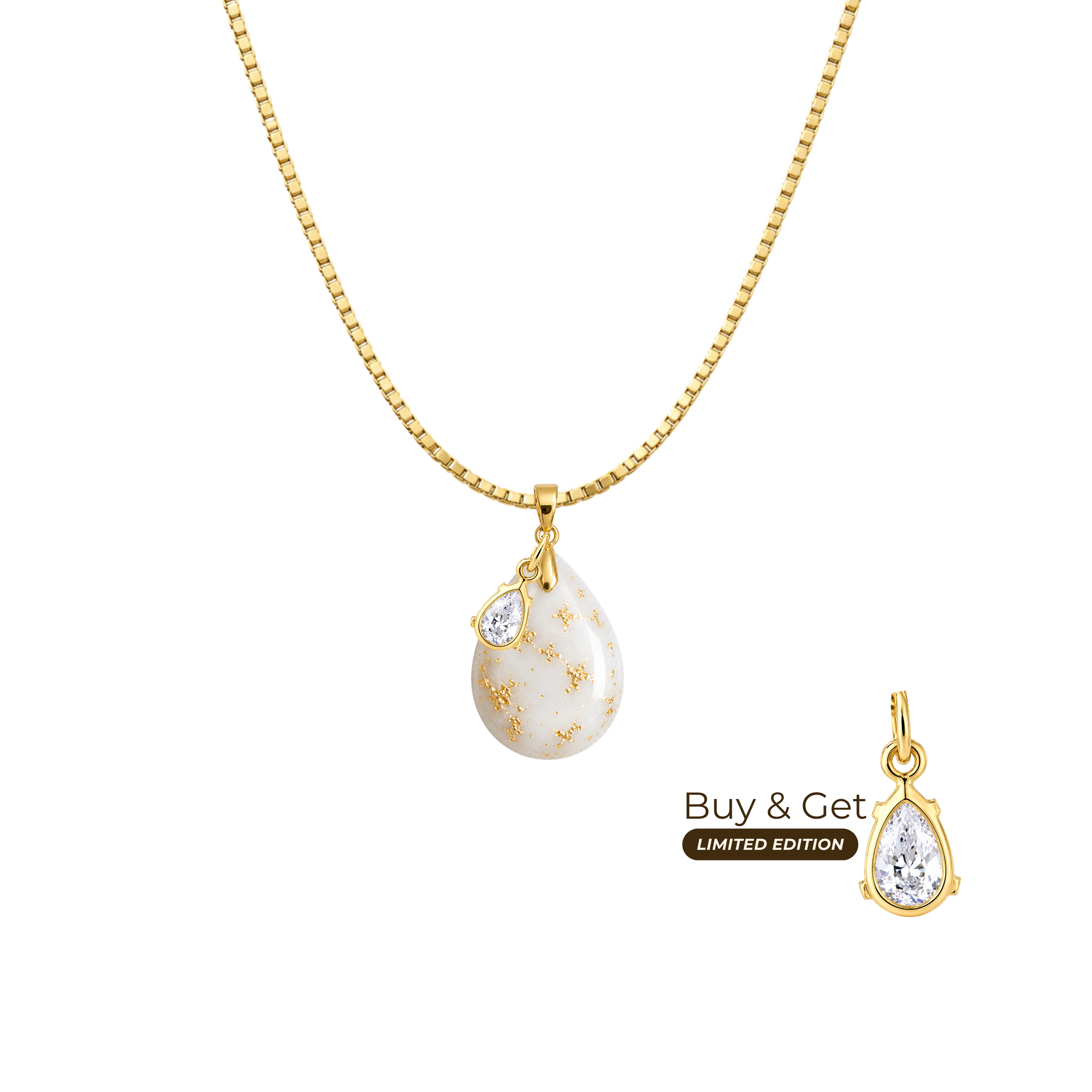Chubby Mini Drop with Gold Leaf, Chain and Zirconia Drop