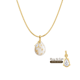 Chubby Mini Drop with Gold Leaf, Chain and Zirconia Drop