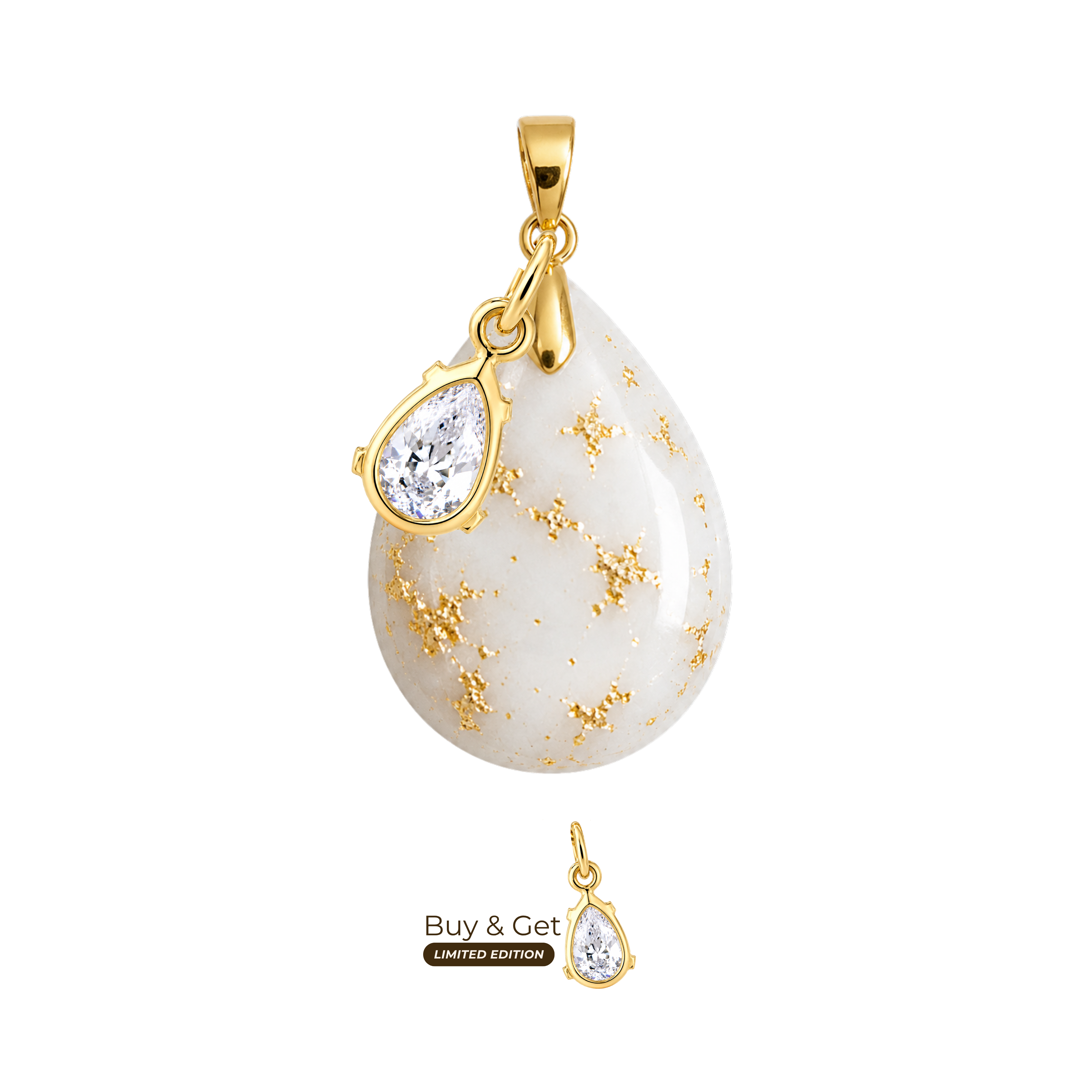 Chubby Mini Drop with Gold Leaf and Zirconia Drop
