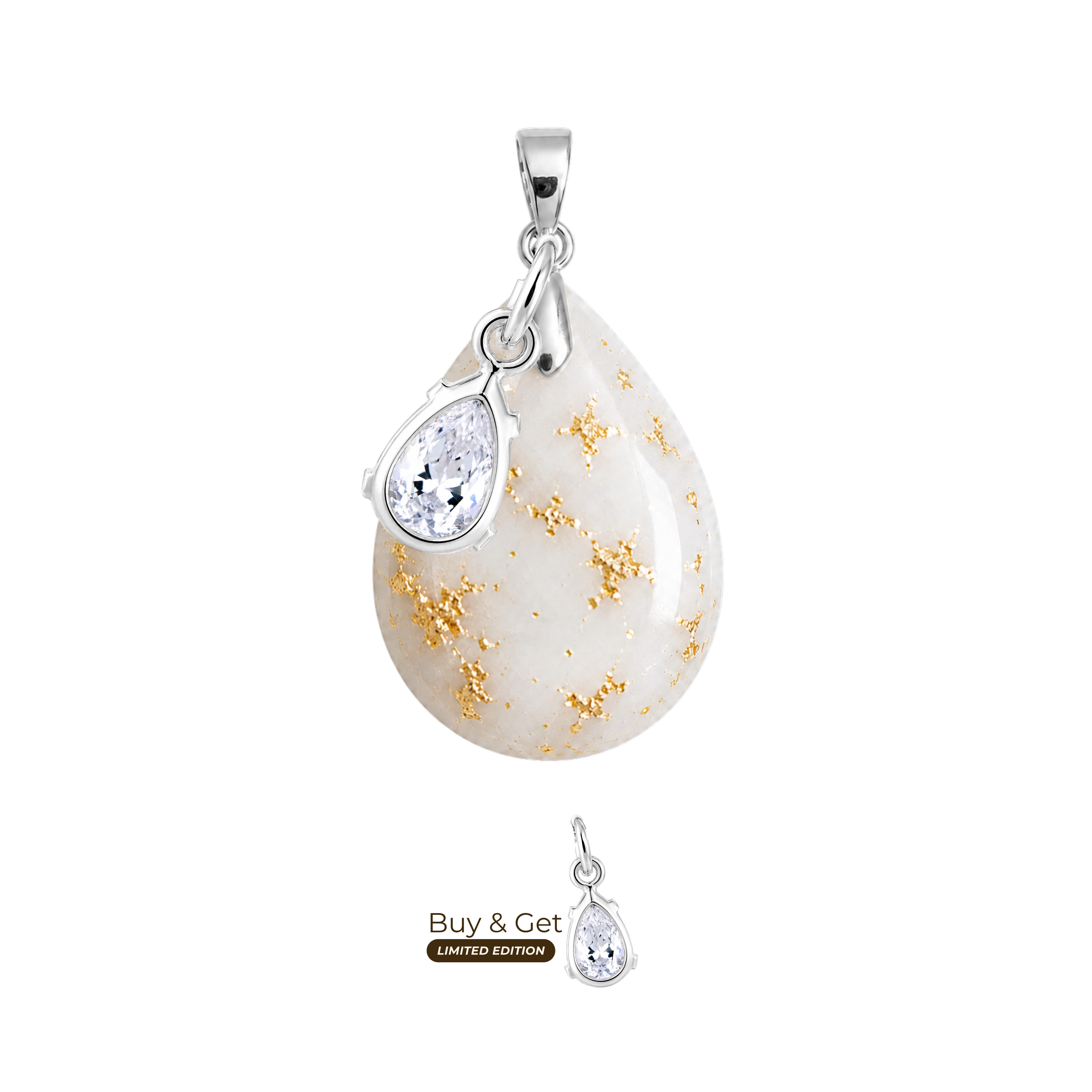 Chubby Mini Drop with Gold Leaf and Zirconia Drop