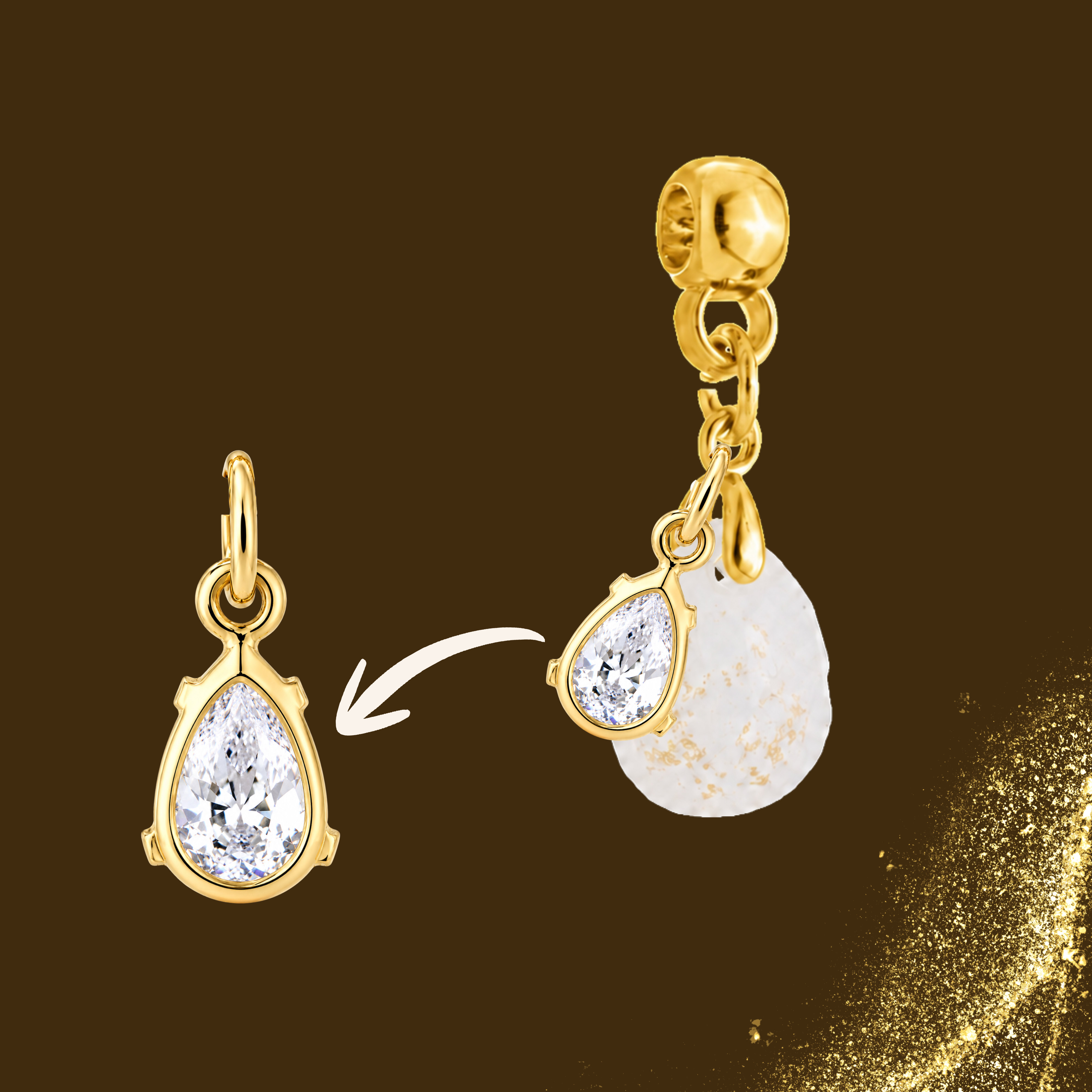 Additional Charm with Gold Leaf and Zirconia Drop