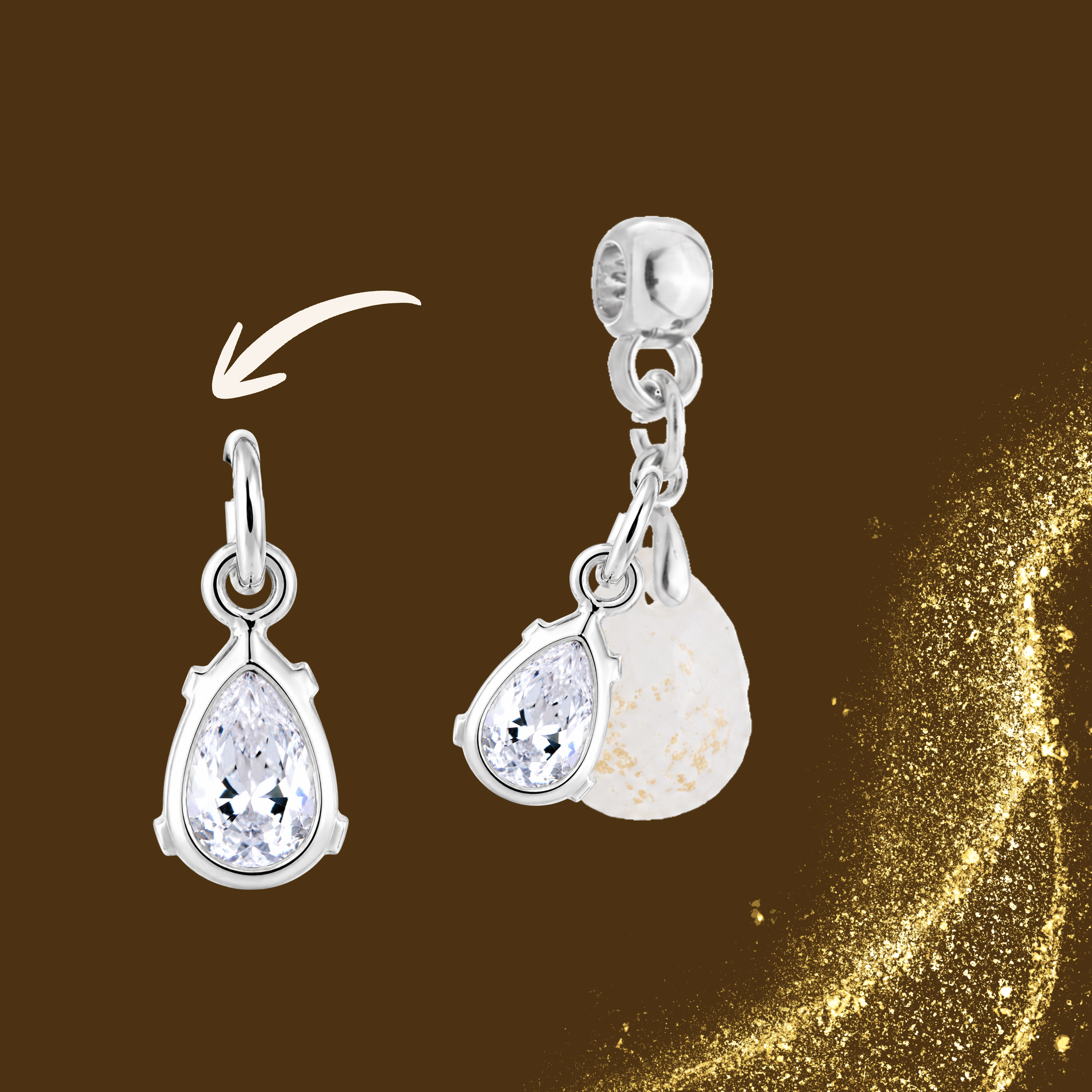 Additional Charm Gold Leaf with Zirconia Drop