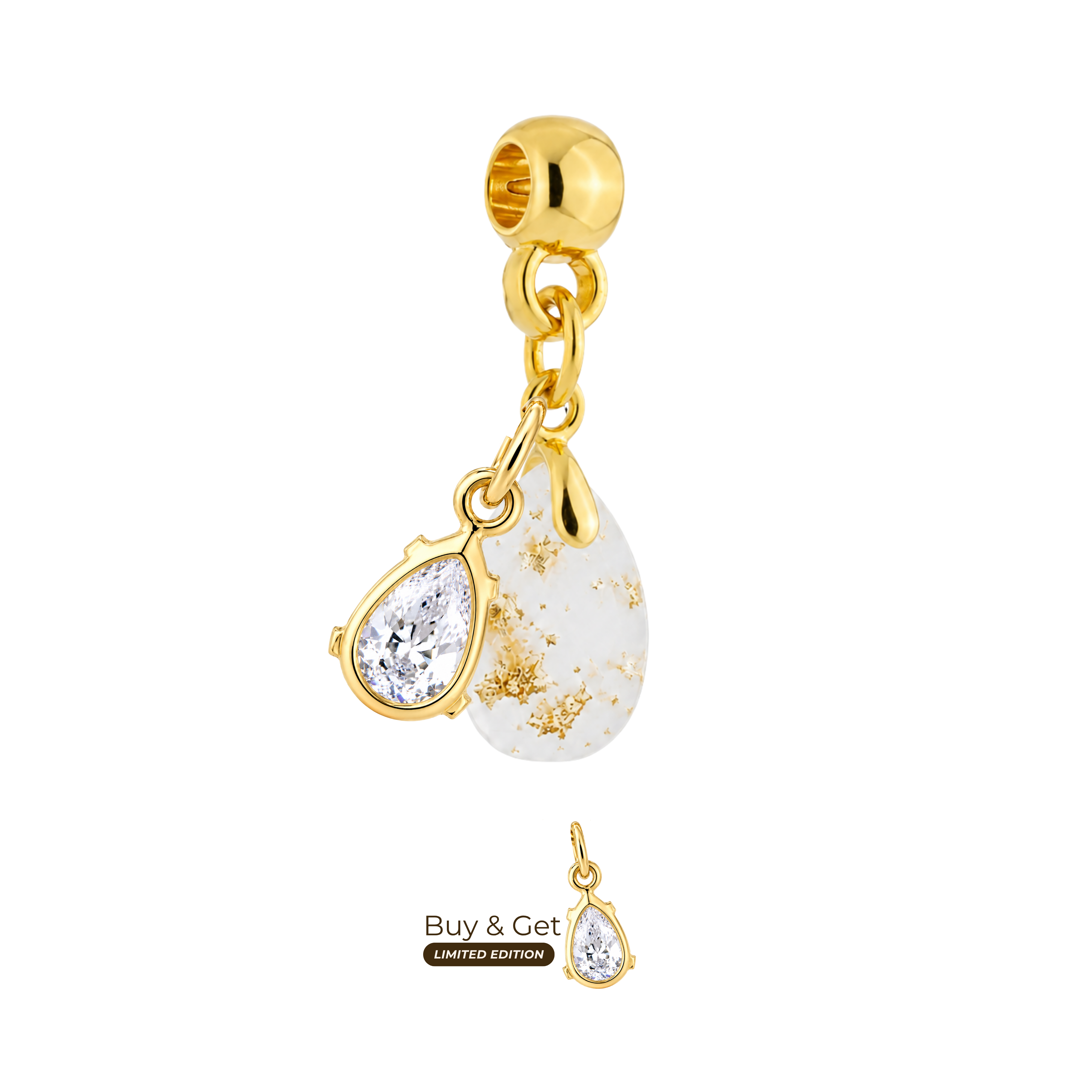 Mini Drop with Gold Leaf and Zirconia Drop
