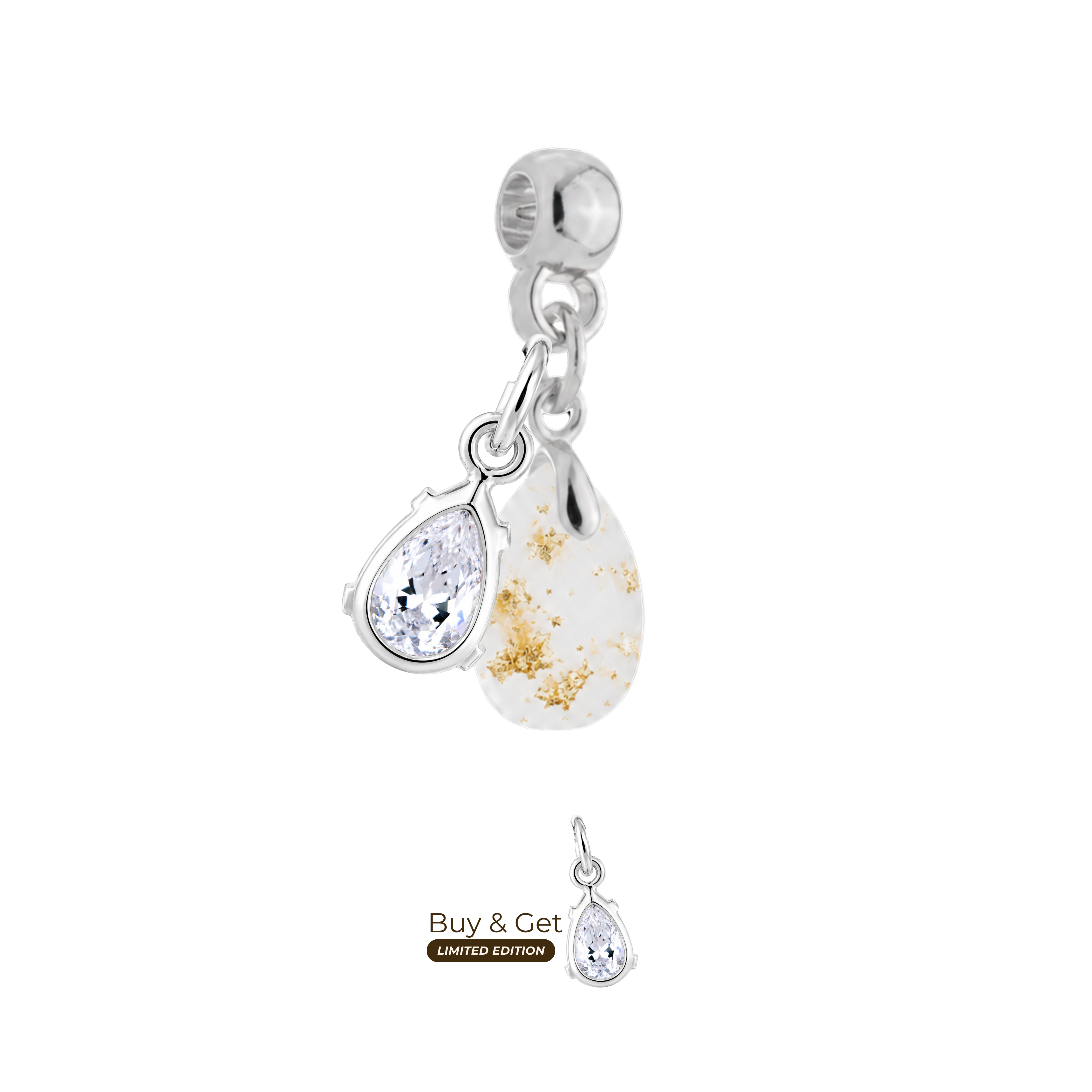 Mini Drop with Gold Leaf and Zirconia Drop