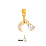 Mini Moon with Gold Leaf and Zirconia Drop