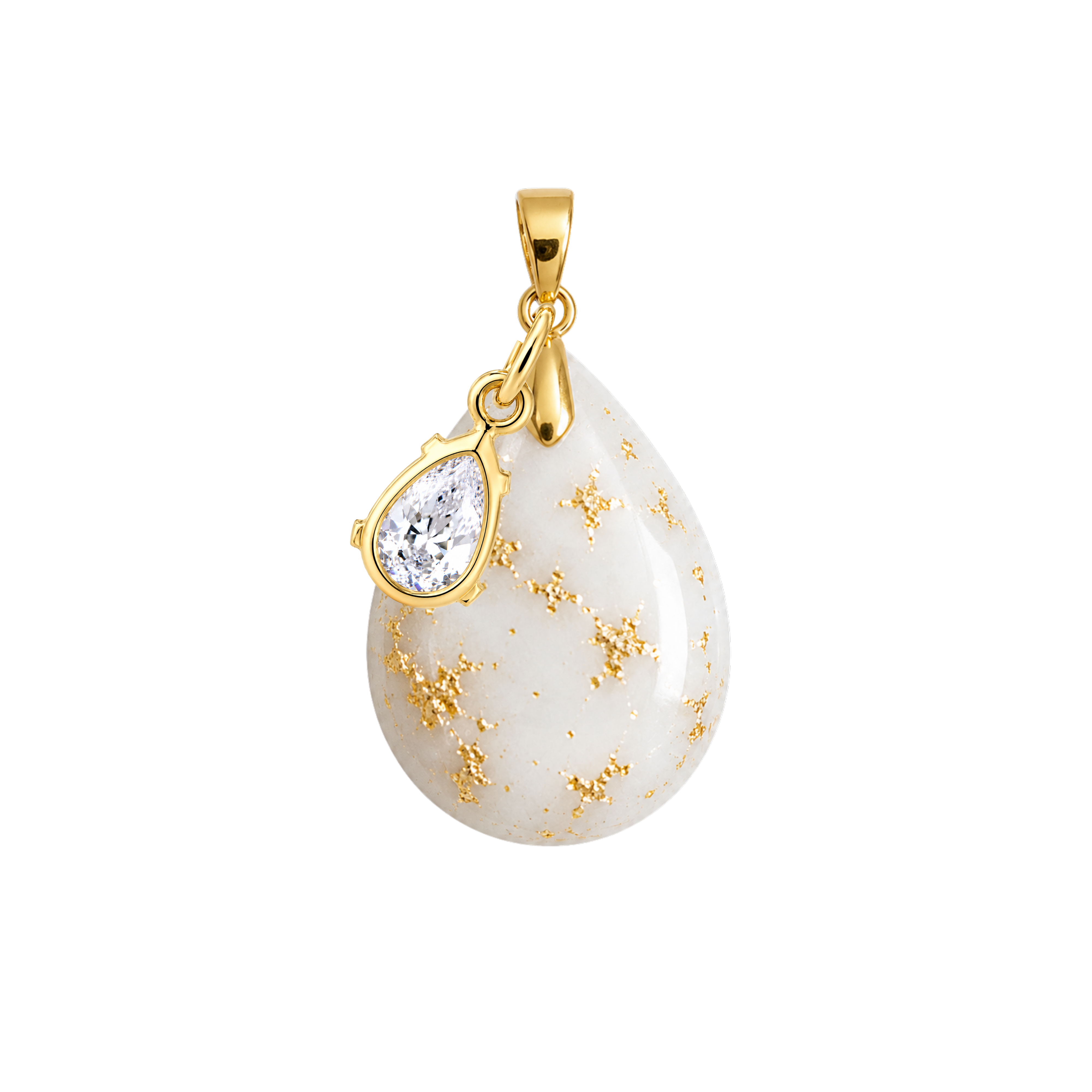 🎁 Chubby Mini Drop Gold Leaf with Zirconia Drop