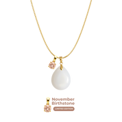 Chubby Mini Drop with Chain and Birthstone Pendant