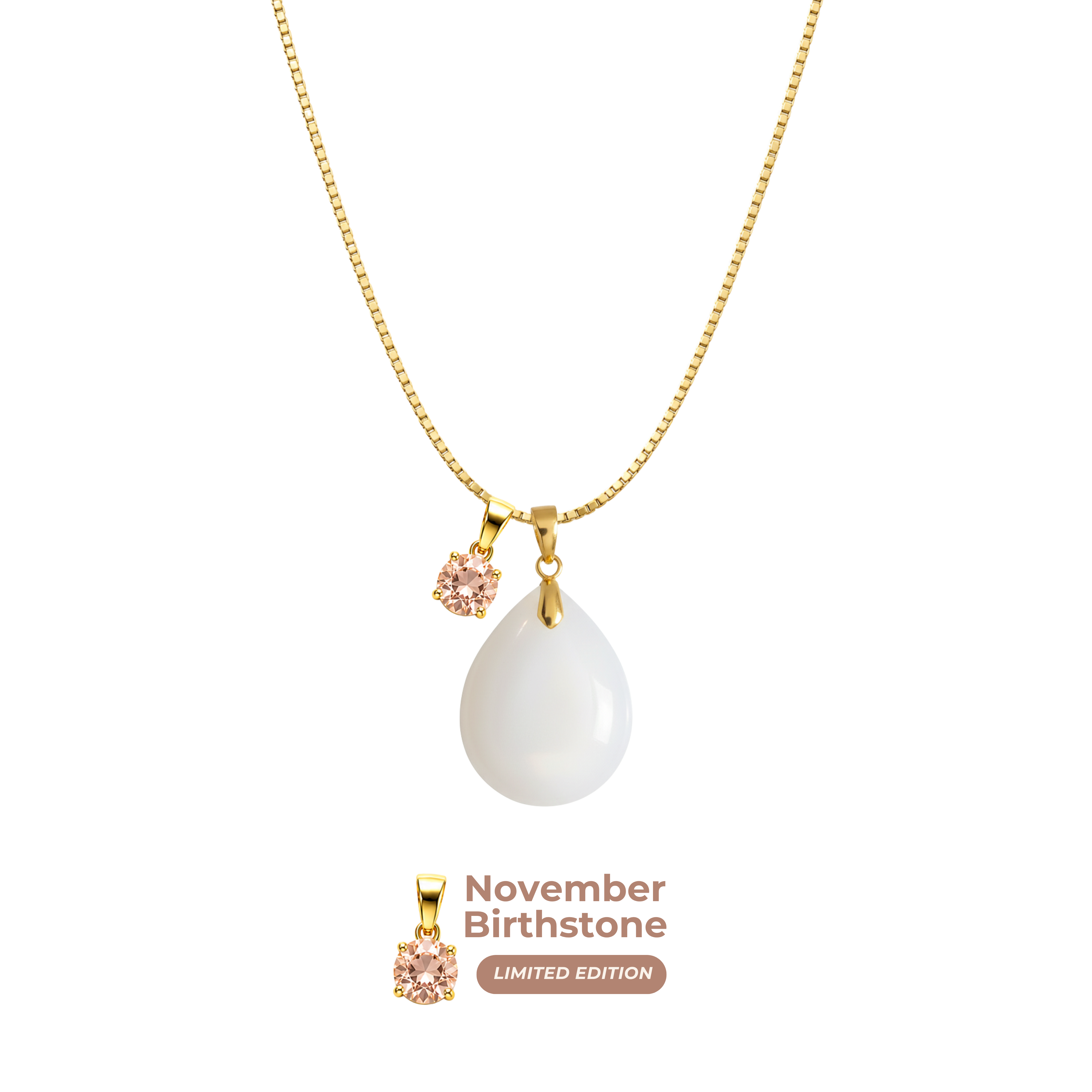 Chubby Mini Drop with Chain and Birthstone Pendant