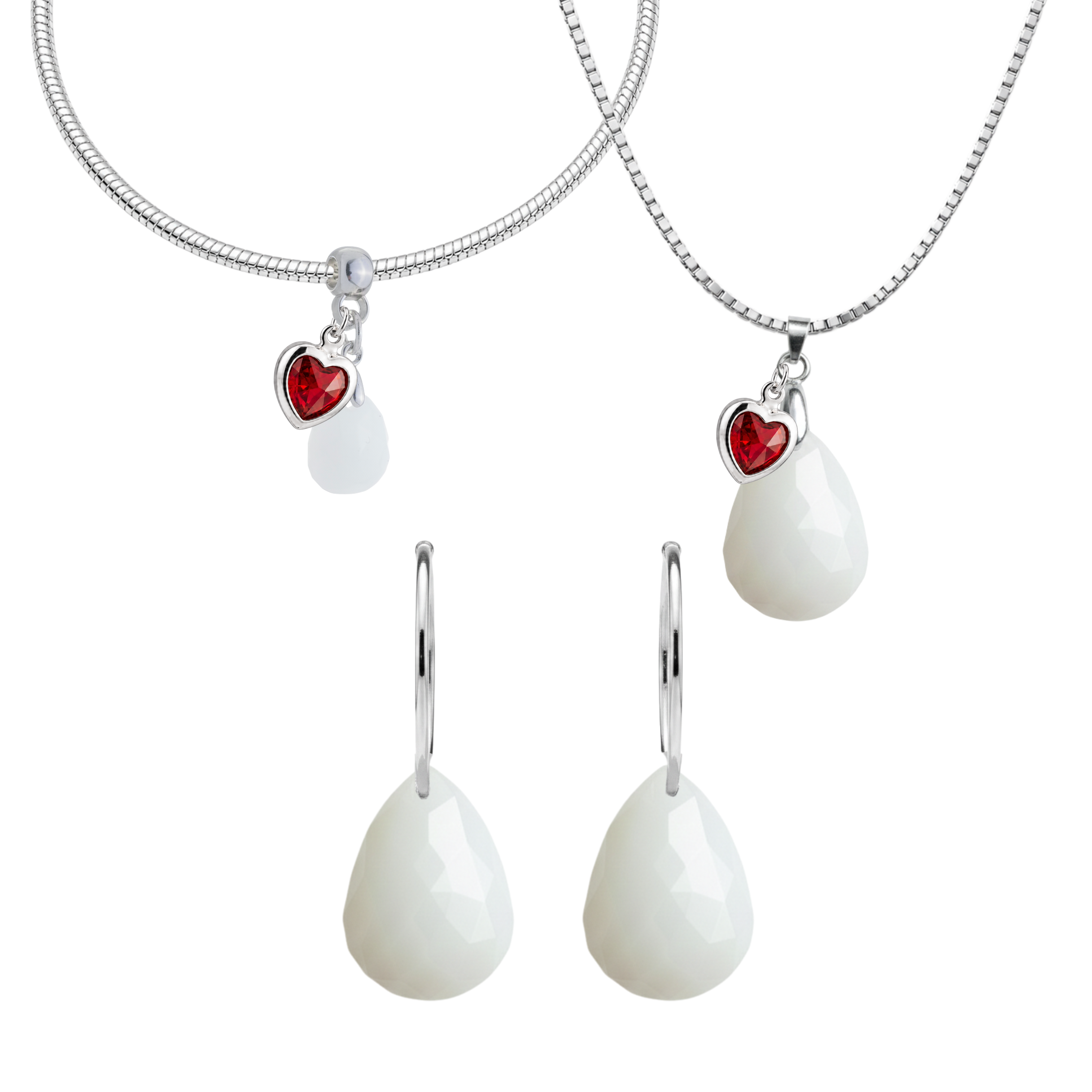 Diamond Drop with Ruby Heart